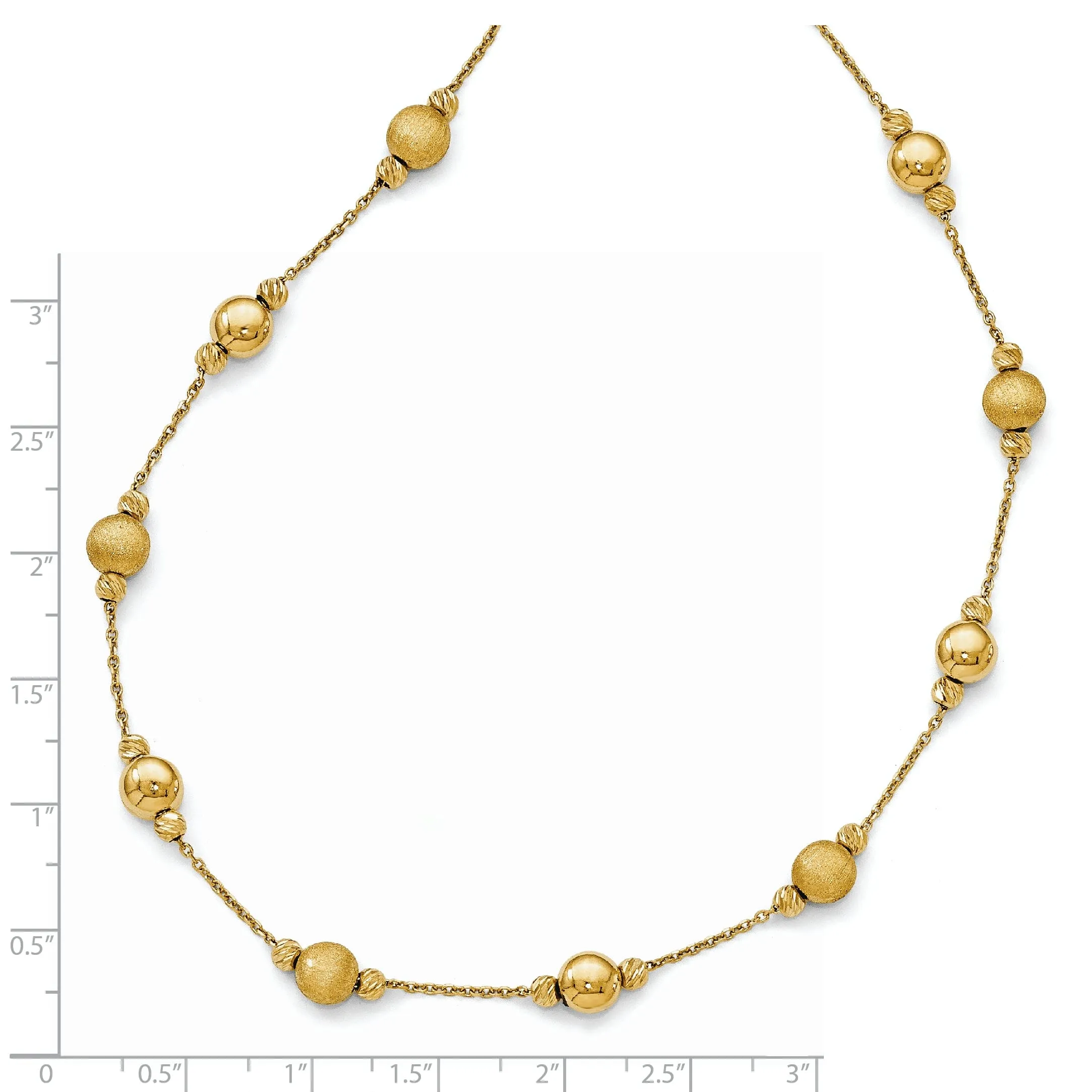 14k Yellow Gold D.C Scratch Polished Necklace
