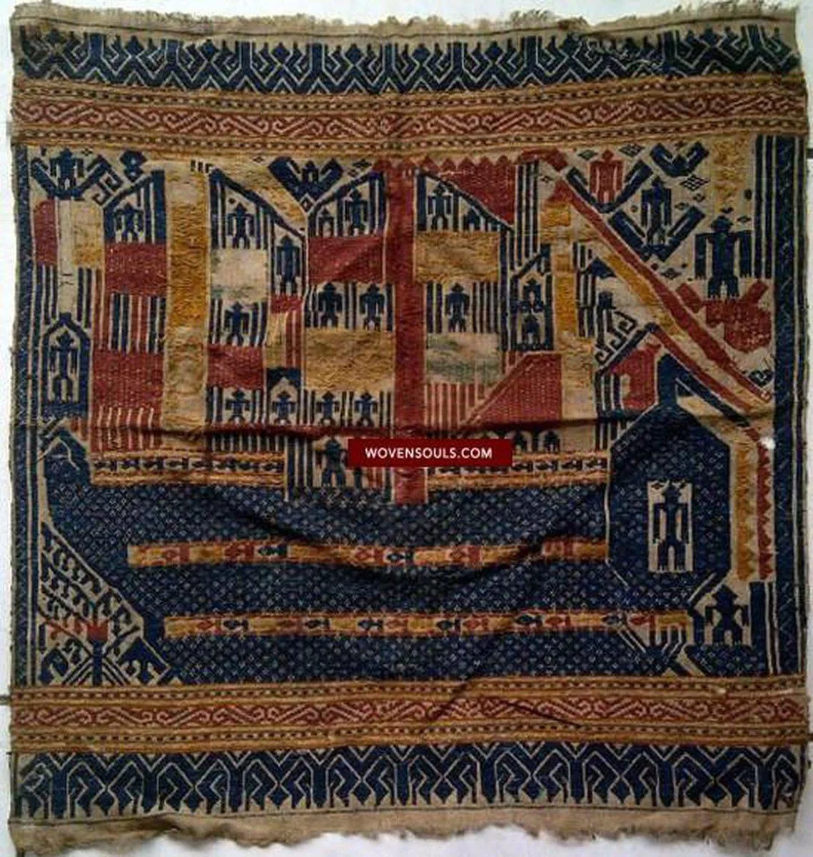 521 SOLD Antique Tampan Ship Cloth with Gorgeous Colors and superb Story