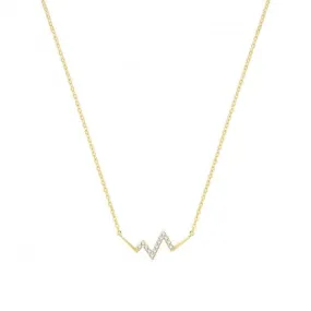 9ct Yellow Gold Zirconia Small Heartbeat Necklet NK391