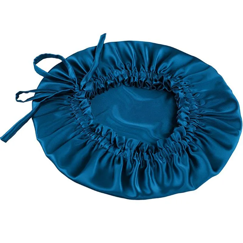 Adjustable Silk Bonnet - Double side - Peacock blue
