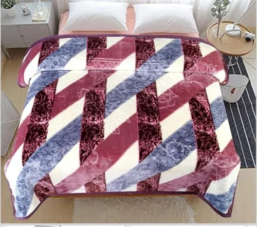 ALCITIC HOME Soft Fabric Touch Luxurious Imported Double Bed Double ply Blanket for Winters (Multicolor-07)