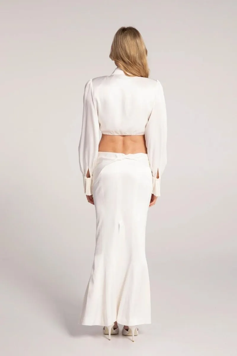 ANDREA WHITE SATIN CROP TOP