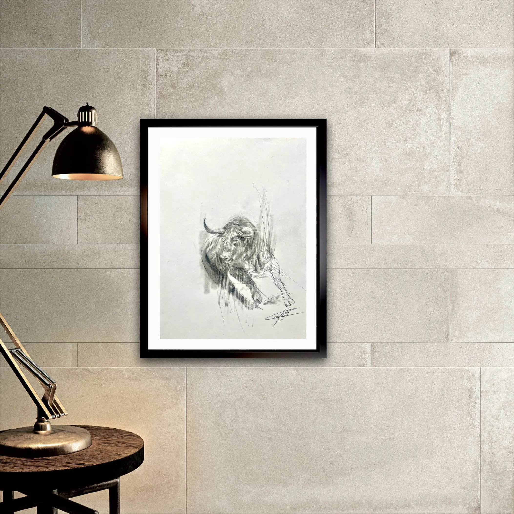 Animal sketch ''Thebull wallstreet study number 2'' of the artist Confetti in graphite pencil on paper