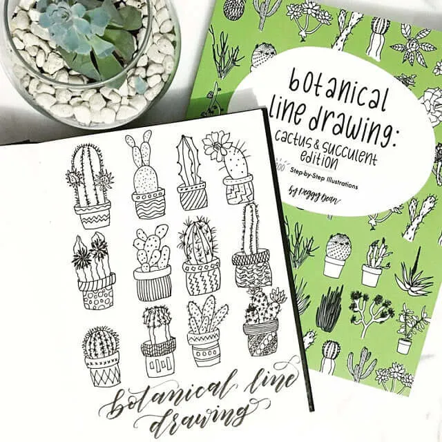Botanical Line Drawing: Cactus & Succulent Edition by Peggy Dean