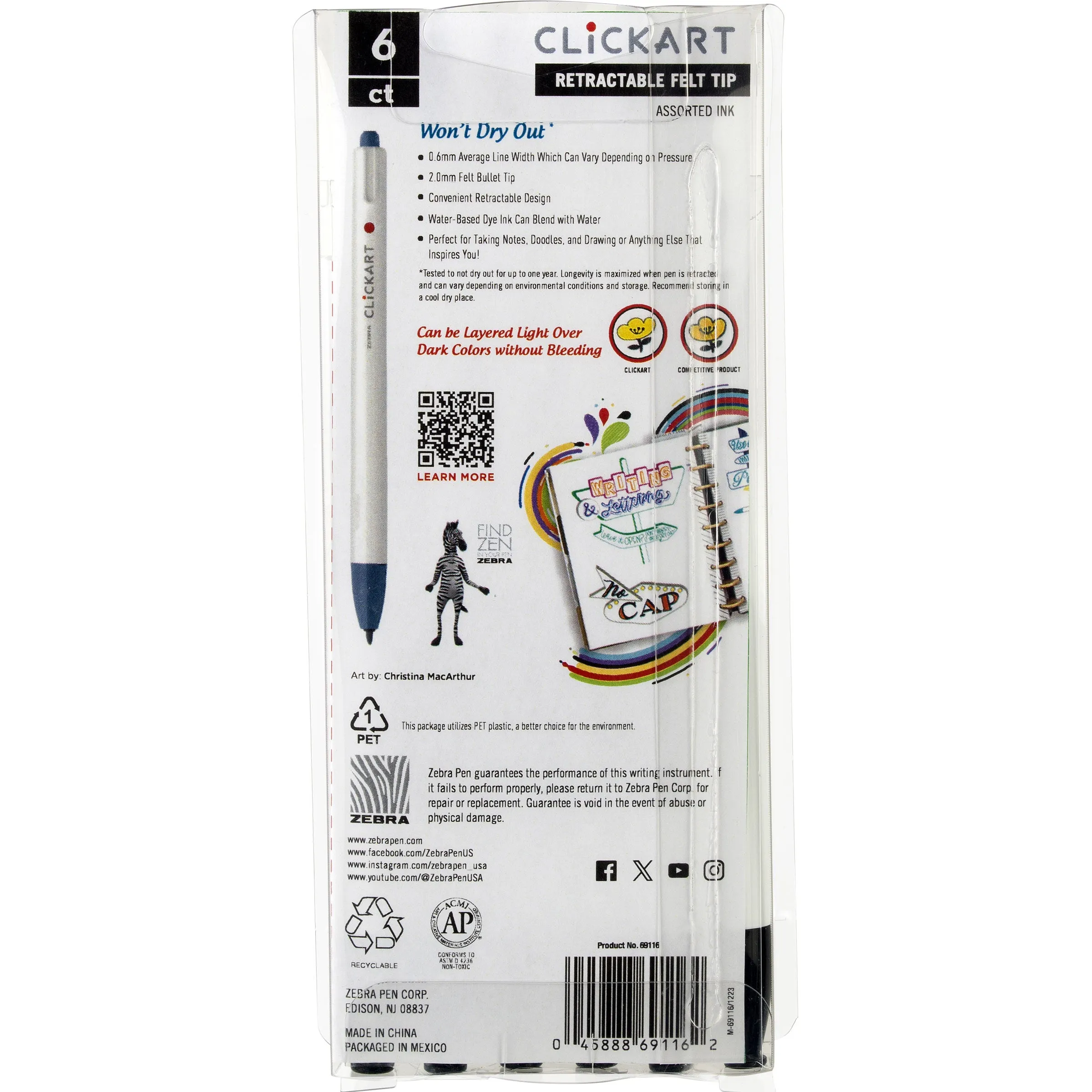 CLiCKART Retractable Felt Tip Marker