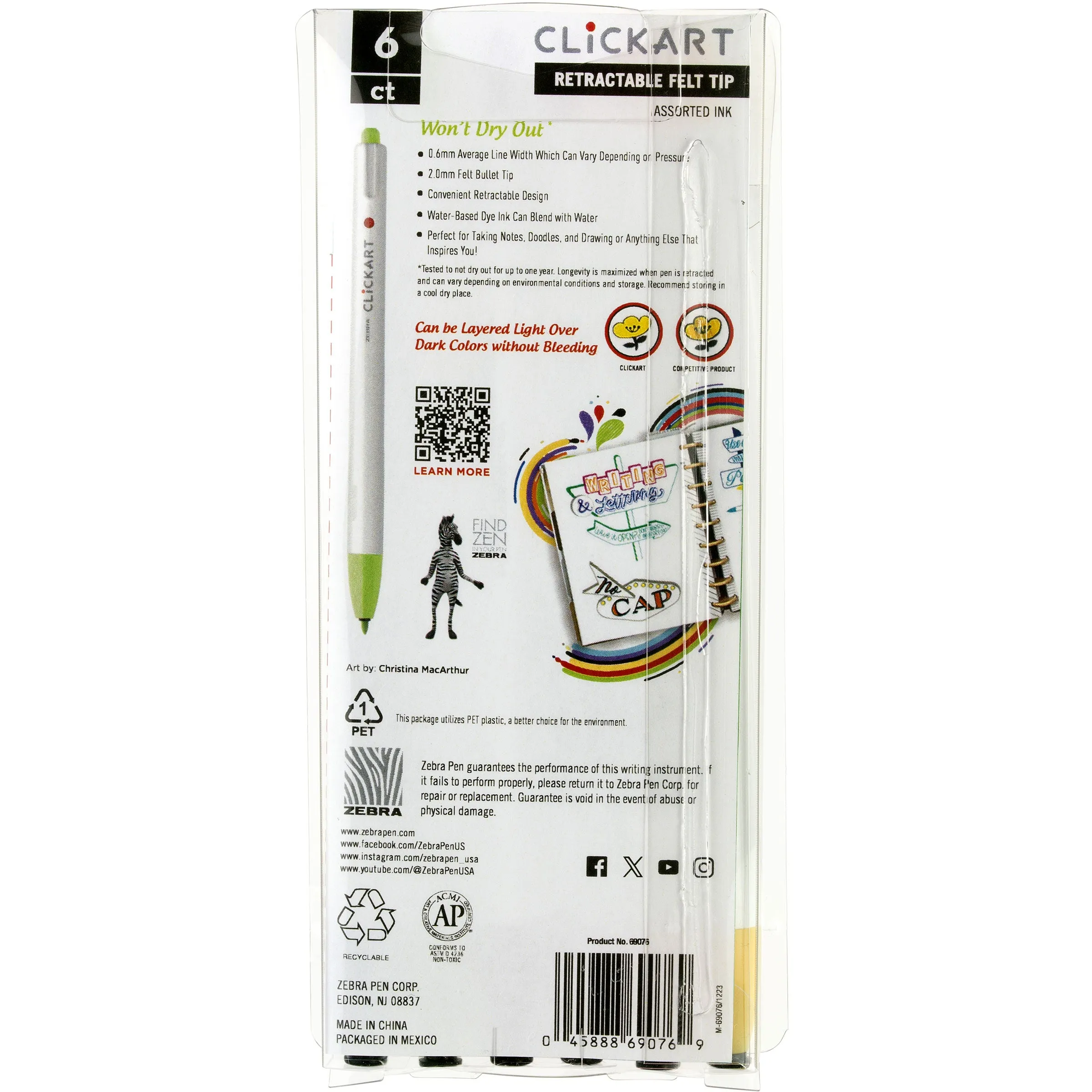 CLiCKART Retractable Felt Tip Marker