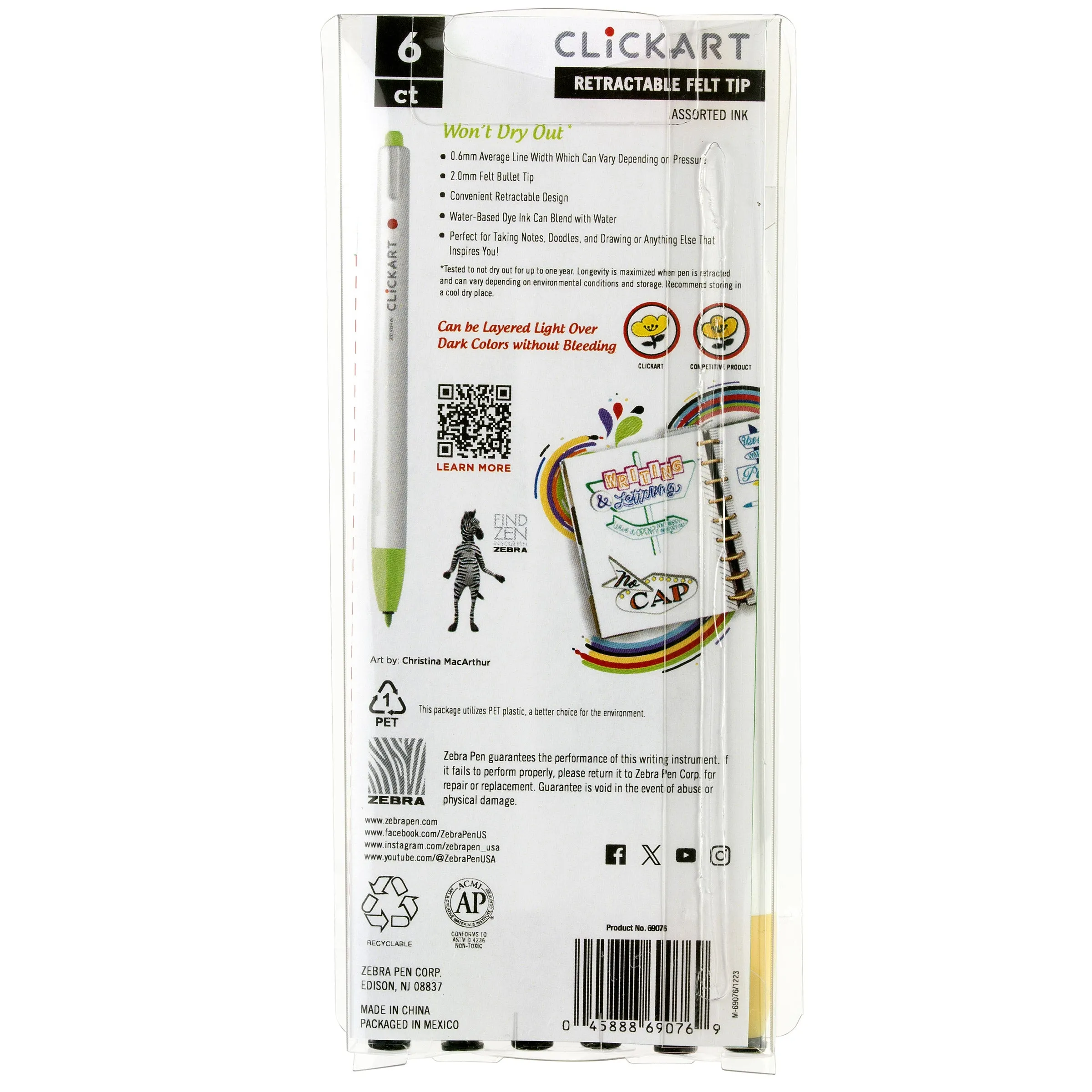 CLiCKART Retractable Felt Tip Marker
