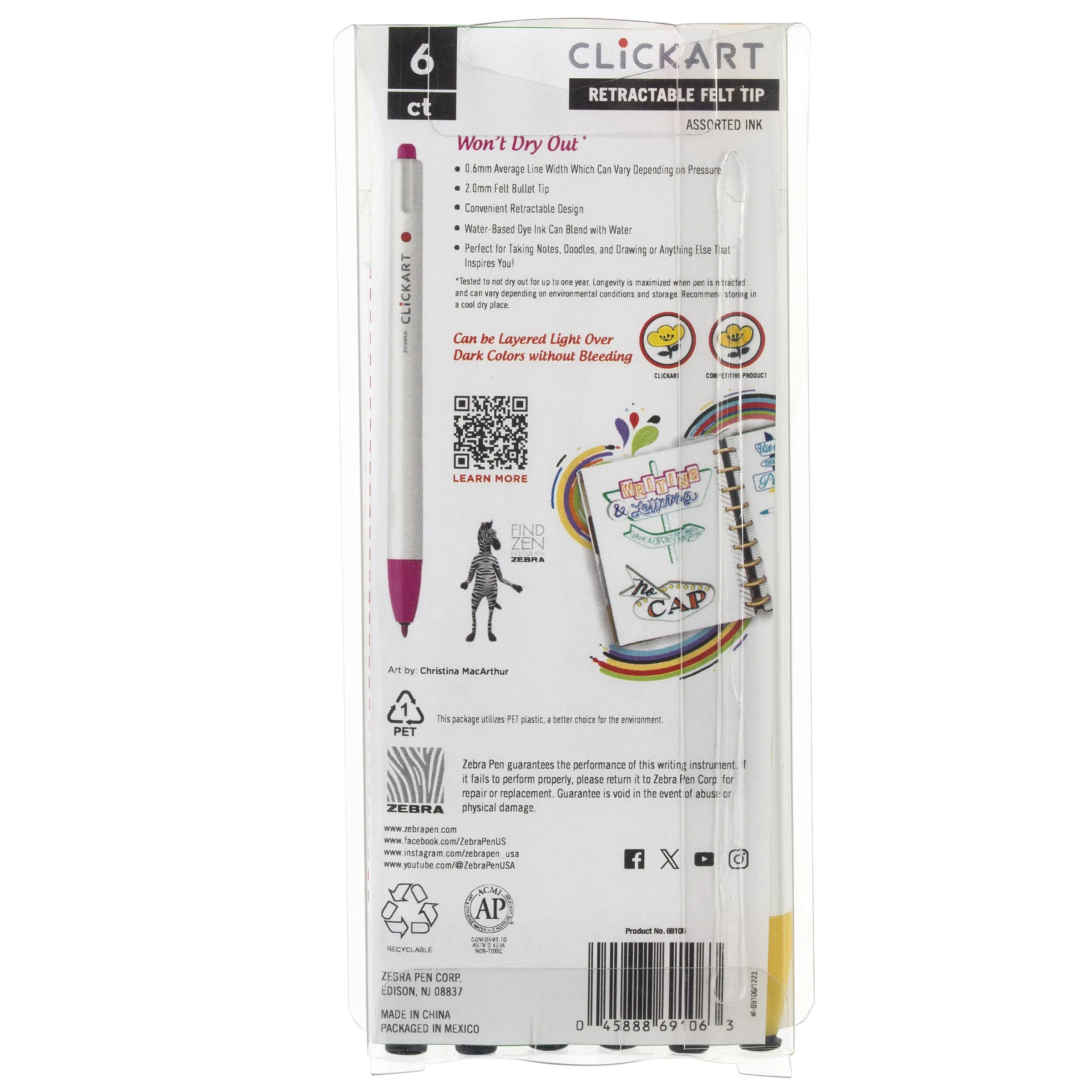 CLiCKART Retractable Felt Tip Marker