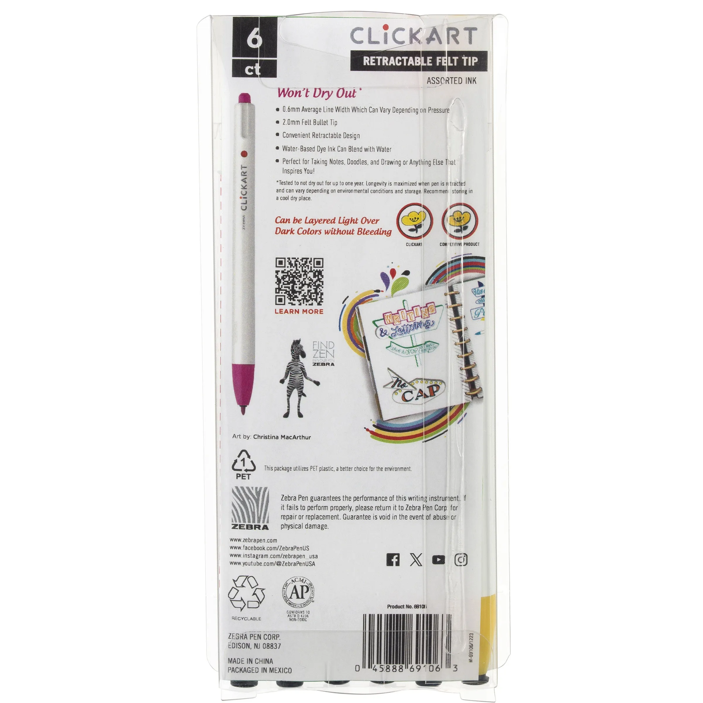 CLiCKART Retractable Felt Tip Marker