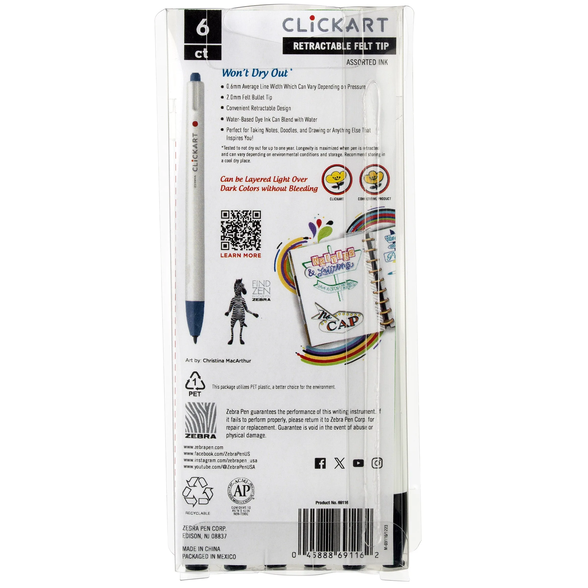 CLiCKART Retractable Felt Tip Marker