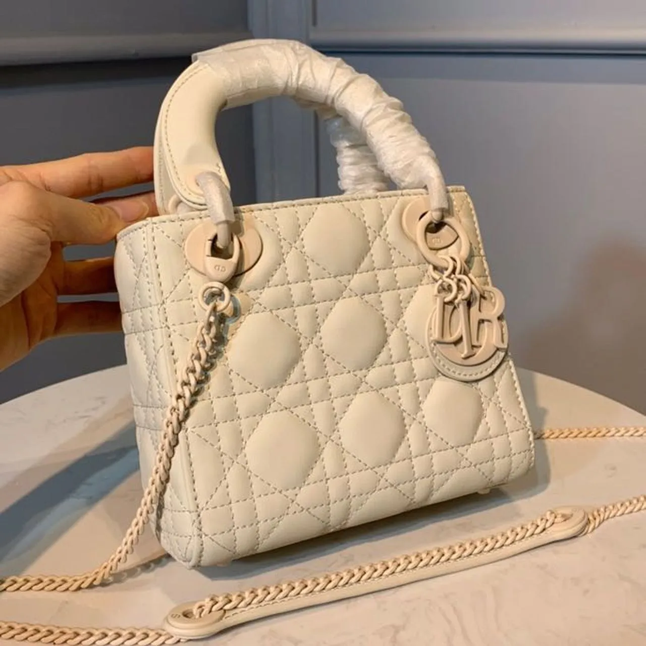 DI Mini Lady Bag Ivory For Women 6.5in/17cm CD M0505SLOI