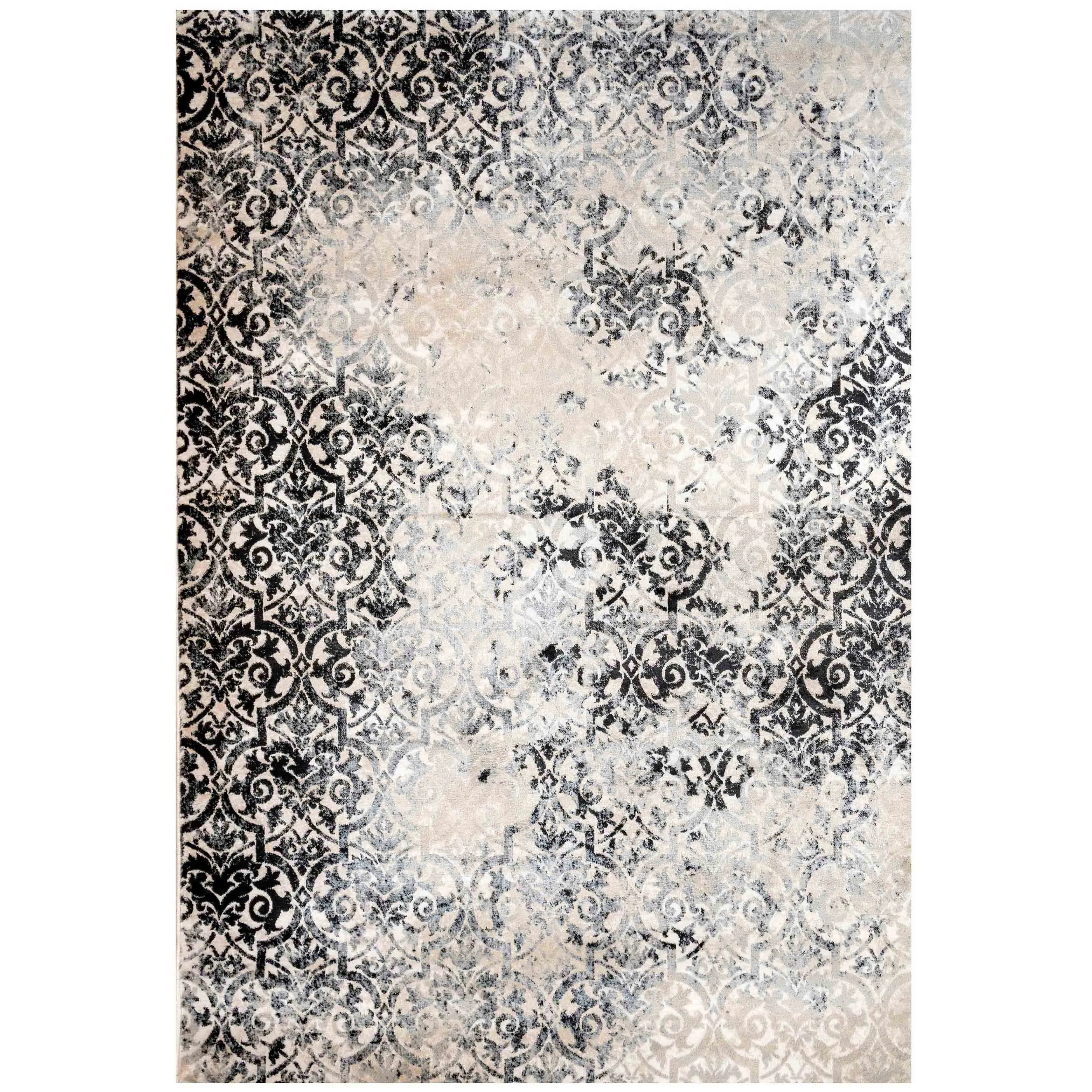 Distressed Vintage Grey Floral Living Room Area Rug