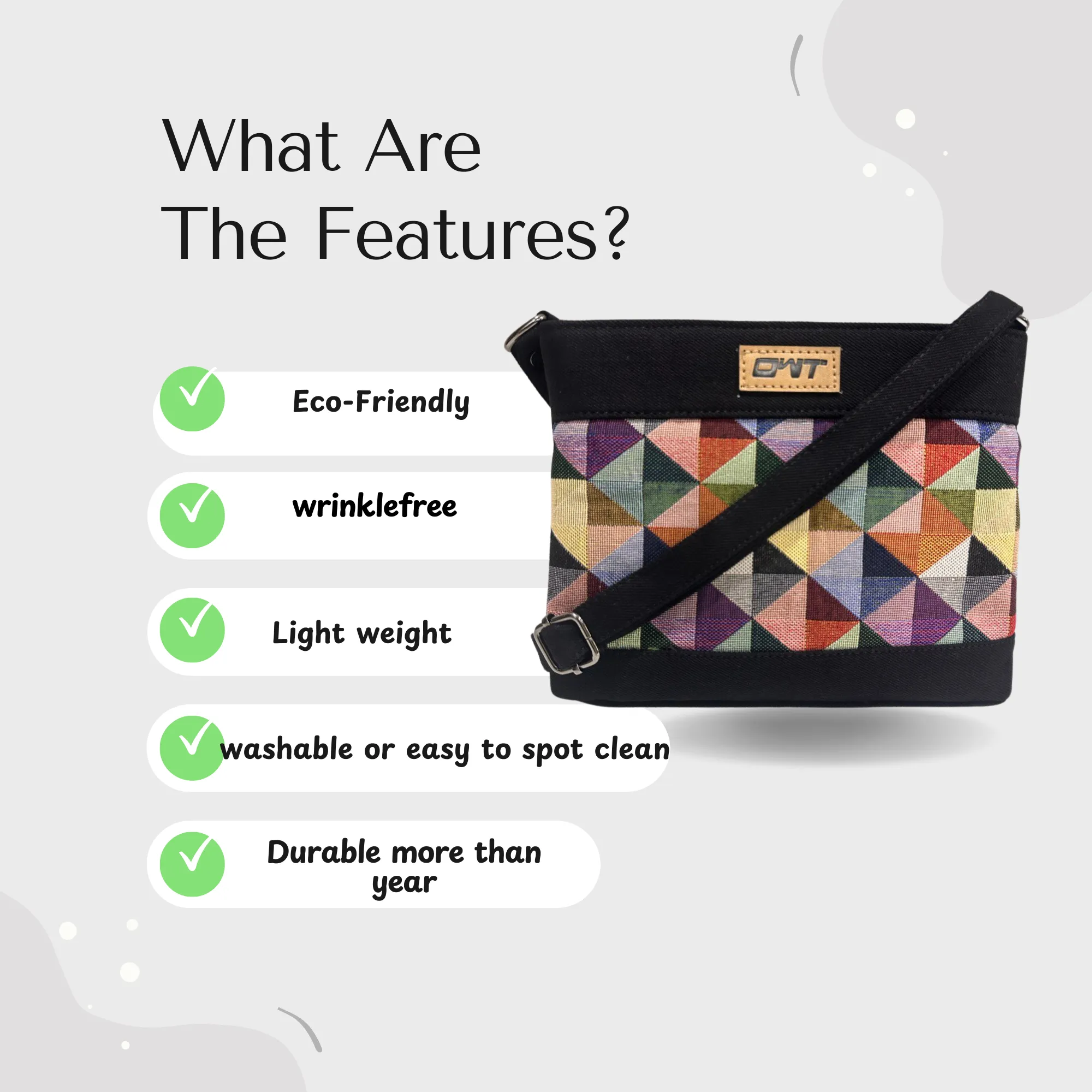 DURABLE BLACK DENIM SLING BAG - A9