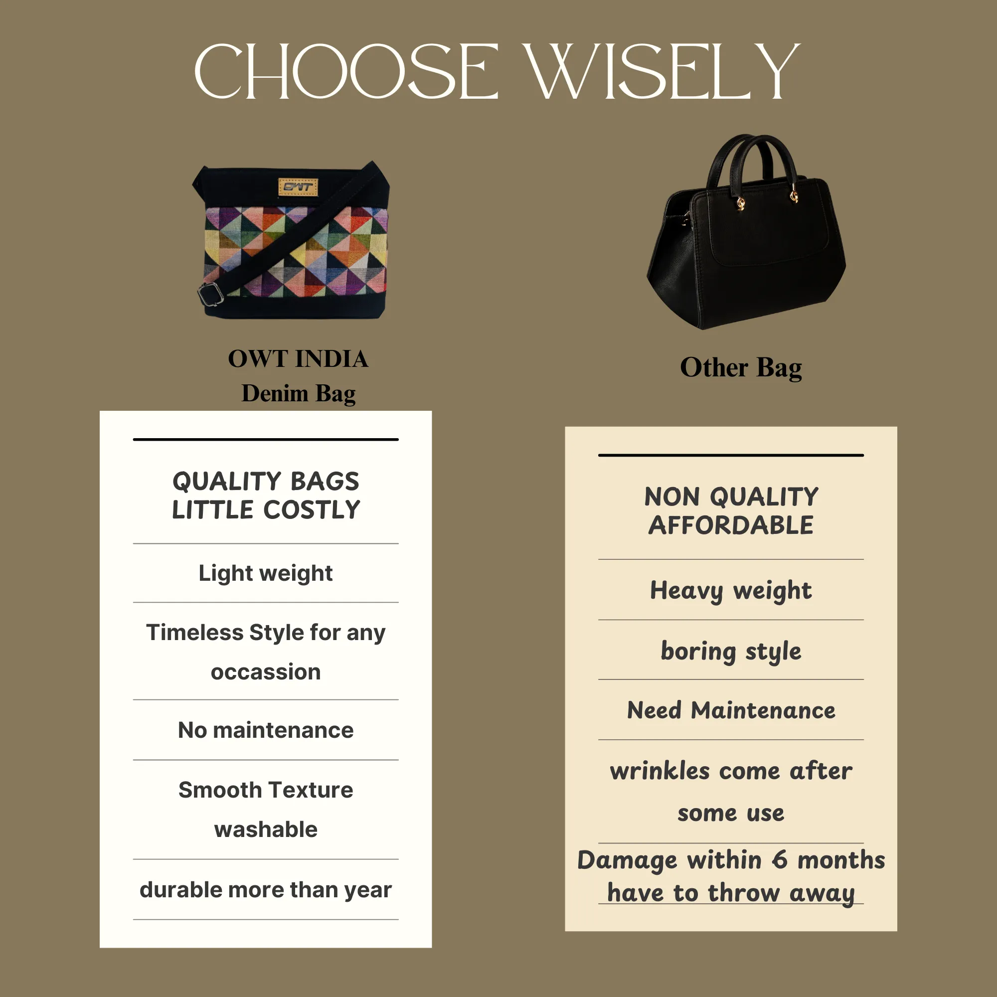 DURABLE BLACK DENIM SLING BAG - A9