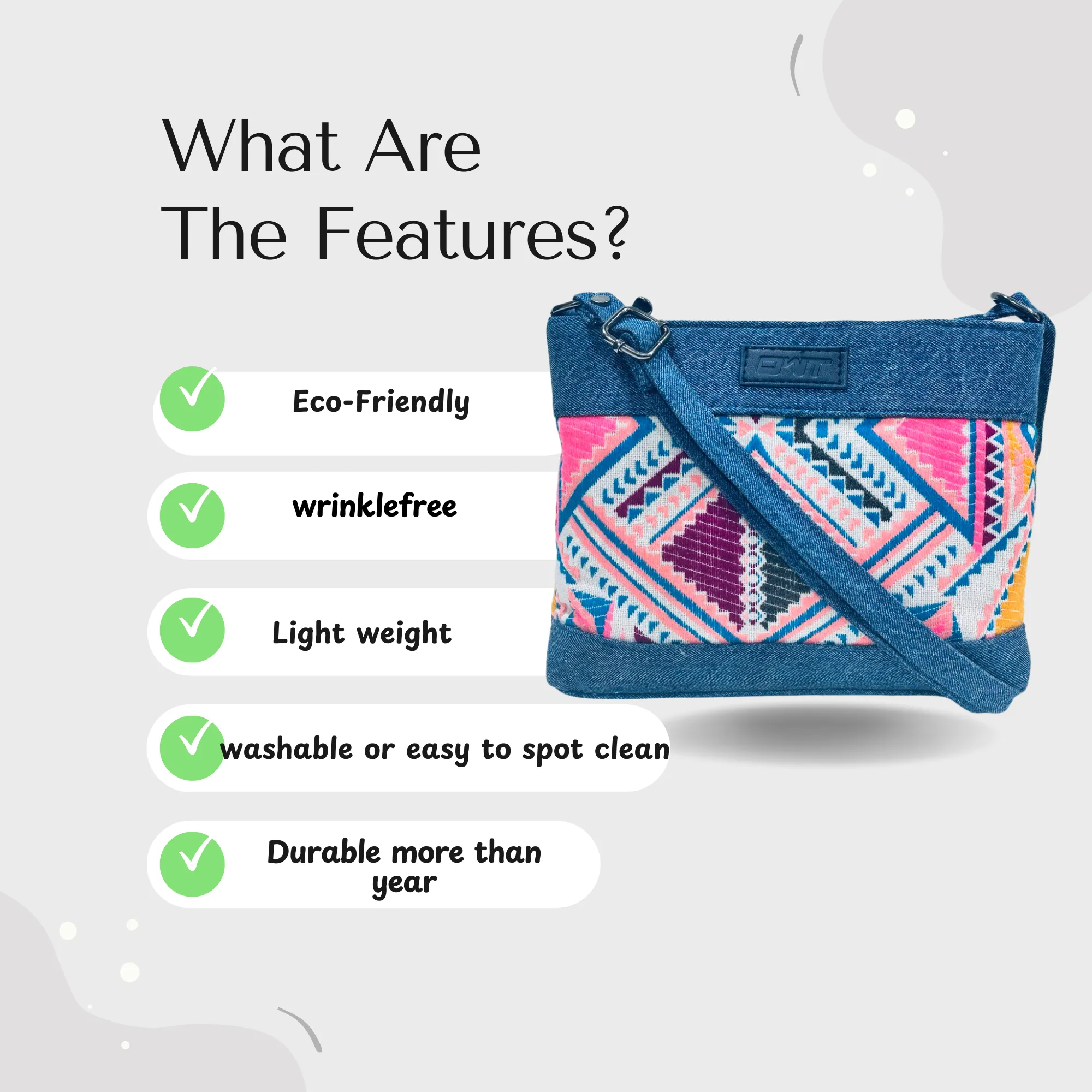 DURABLE BLUE DENIM SLING BAG - A7