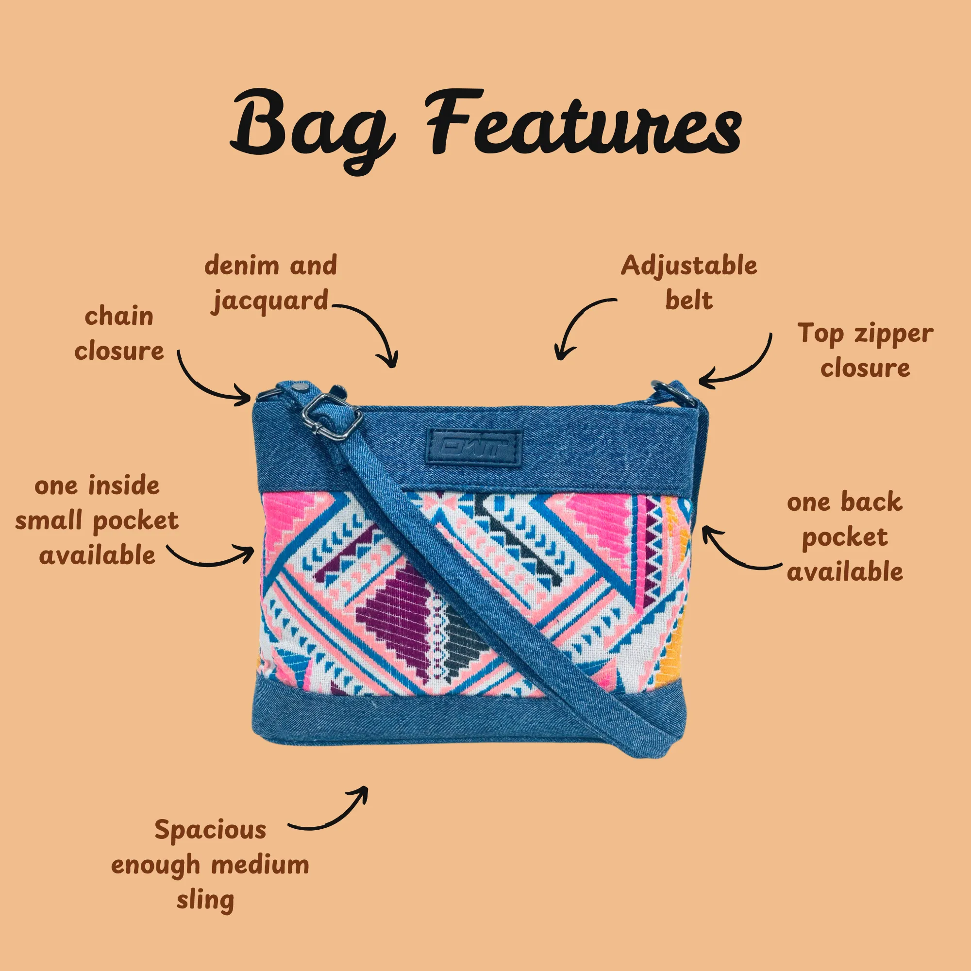 DURABLE BLUE DENIM SLING BAG - A7