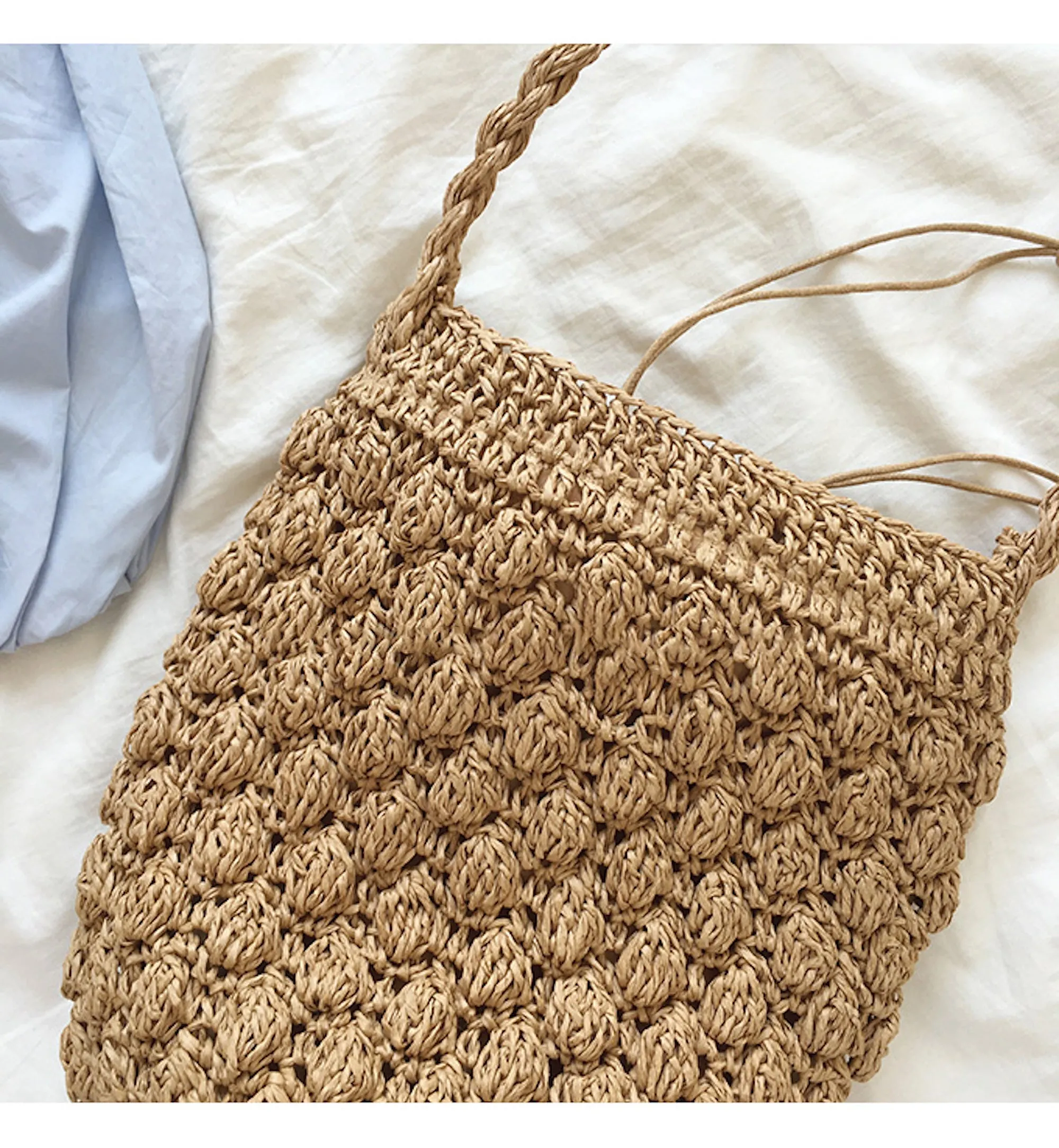 Elena Handbags Retro Straw Shoulder Bucket Bag