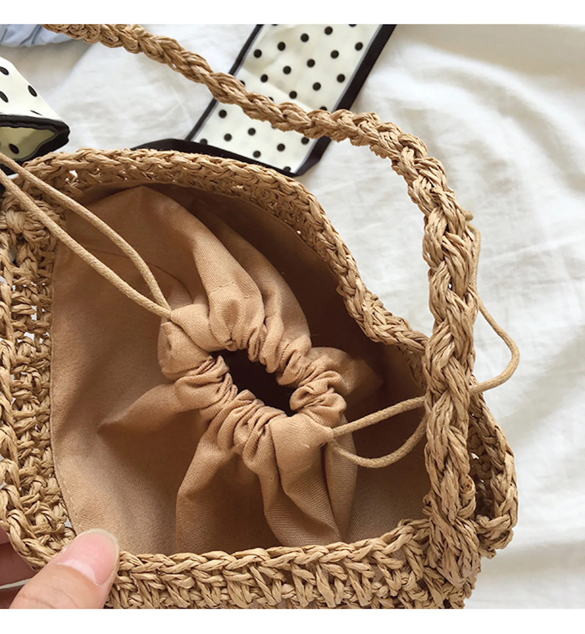 Elena Handbags Retro Straw Shoulder Bucket Bag