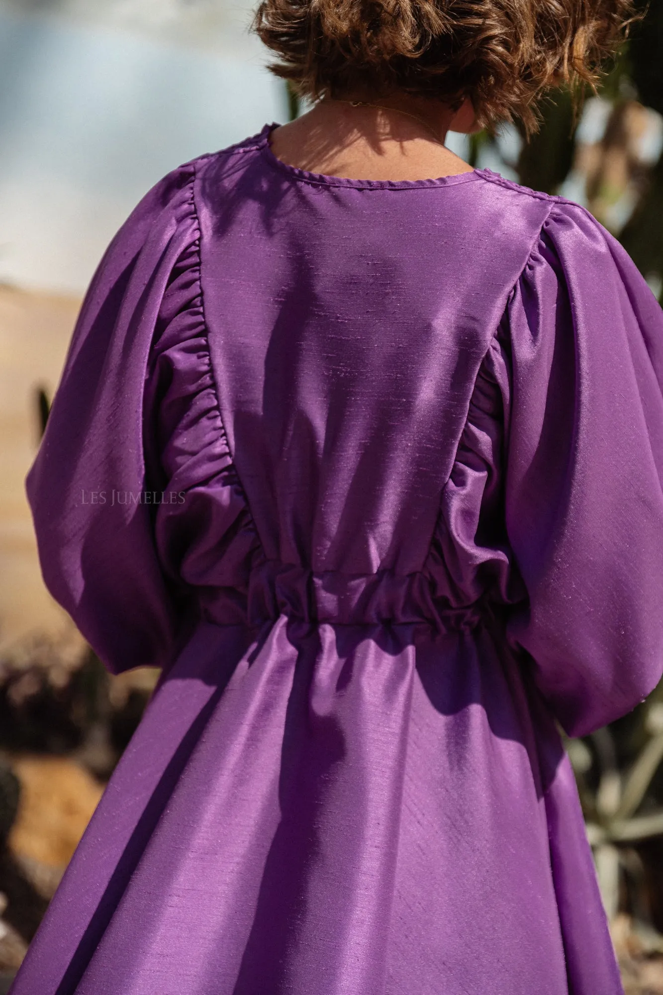 Ella V-neck short dress purple