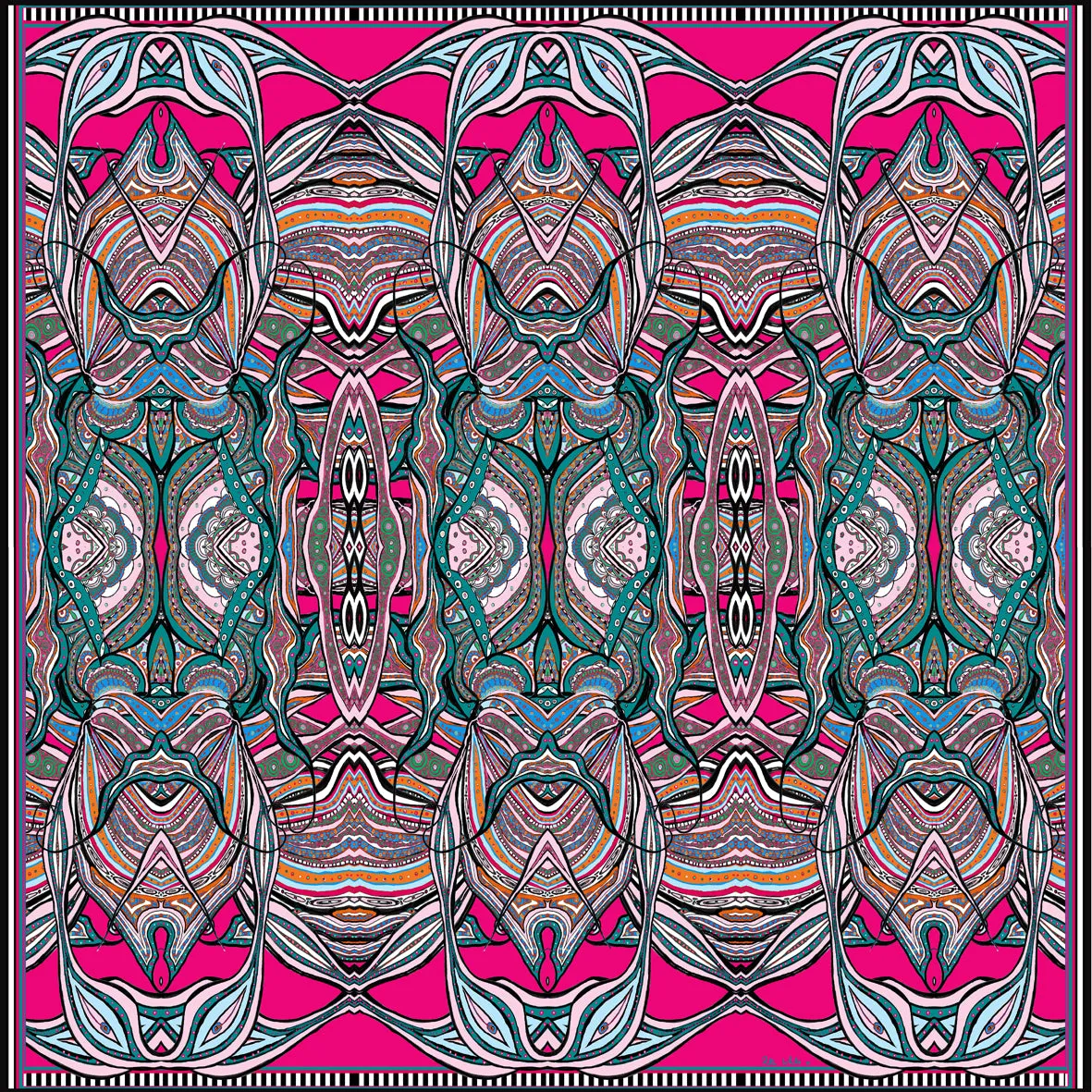 'Exotic Birds'  100% Satin Silk,  100cm Square