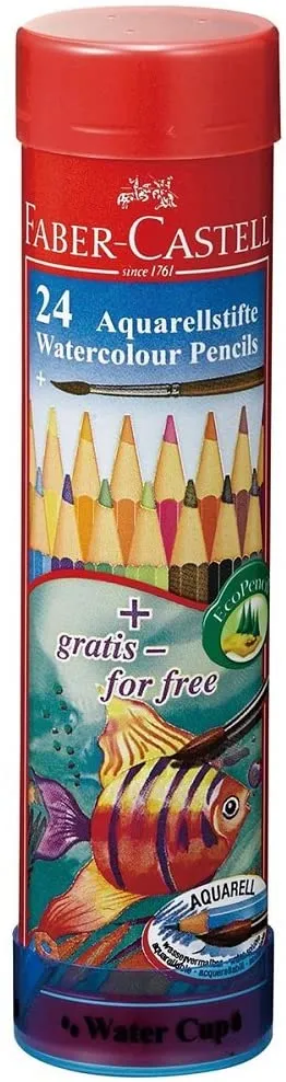 FABER-CASTELL WATER COLOUR PENCIL R/TIN 24 COLOUR