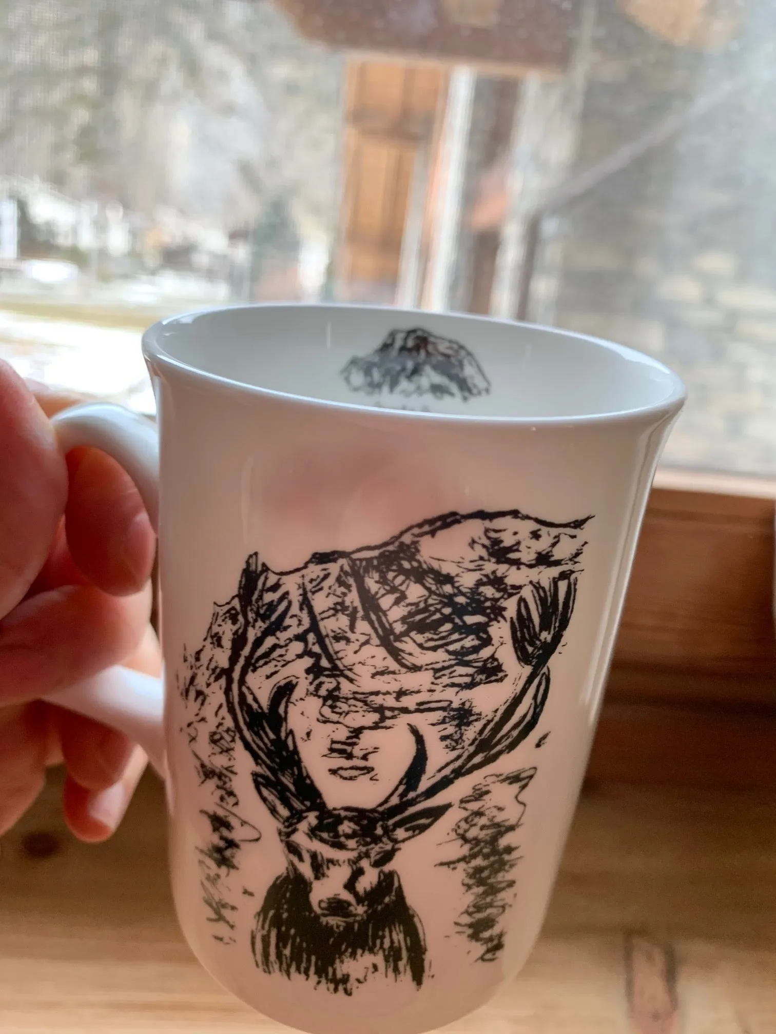 Fine bone china mug/deer mug/ Monte Bianco / alpine décor/ homeware/home-warming gift/Christmas gift/gifts for her/ gifts for him/Mont Blanc Active