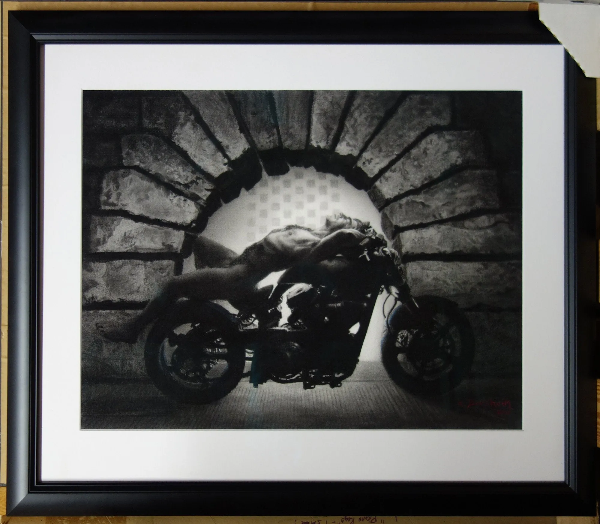 Hellcat at the Pitti Nude Man Confederate Motorcycle Mature Drawing