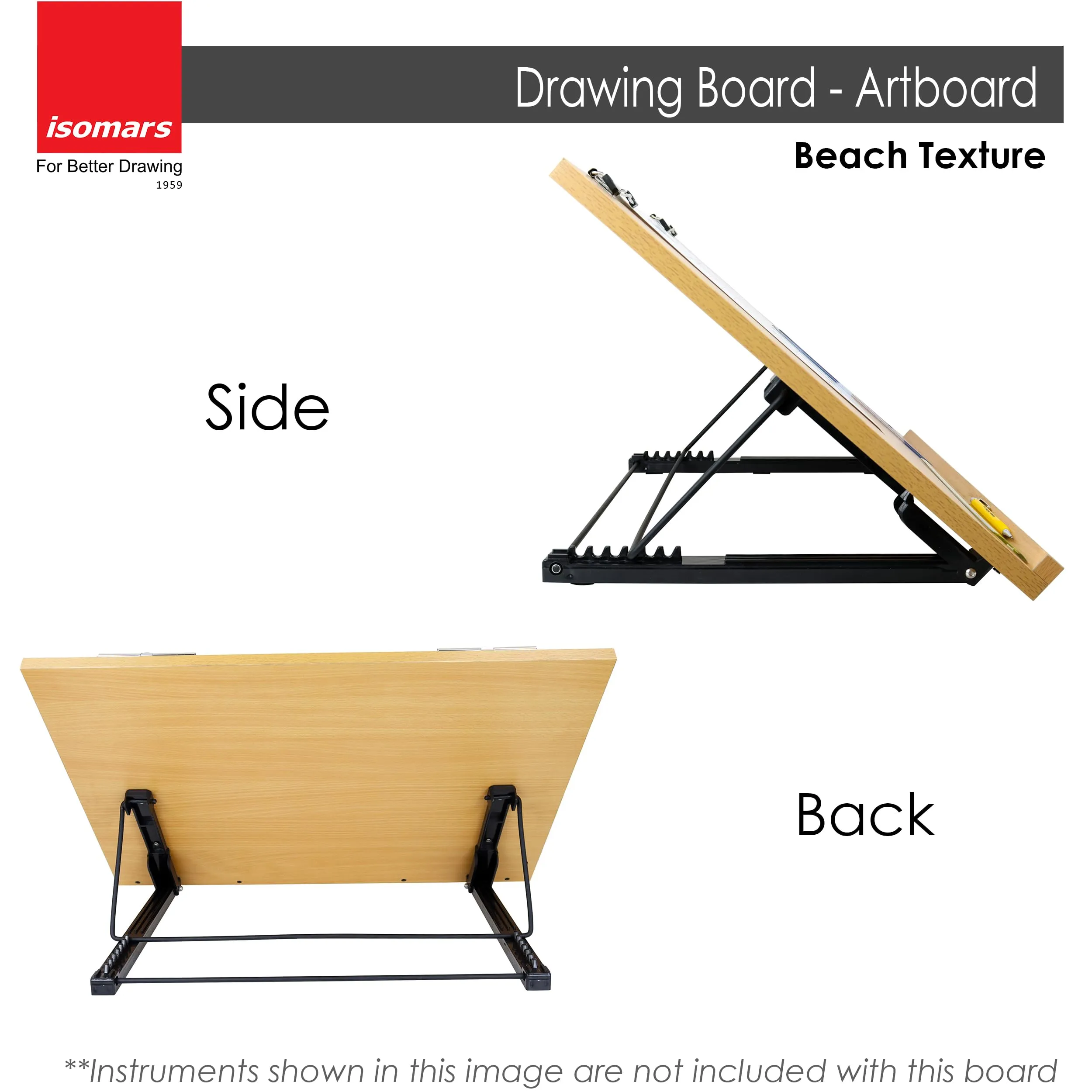 Isomars Drawing Board | Table Model Foldable Board with Clips | Drawing & Drafting Board | A1 (25.5 x 35 inches)