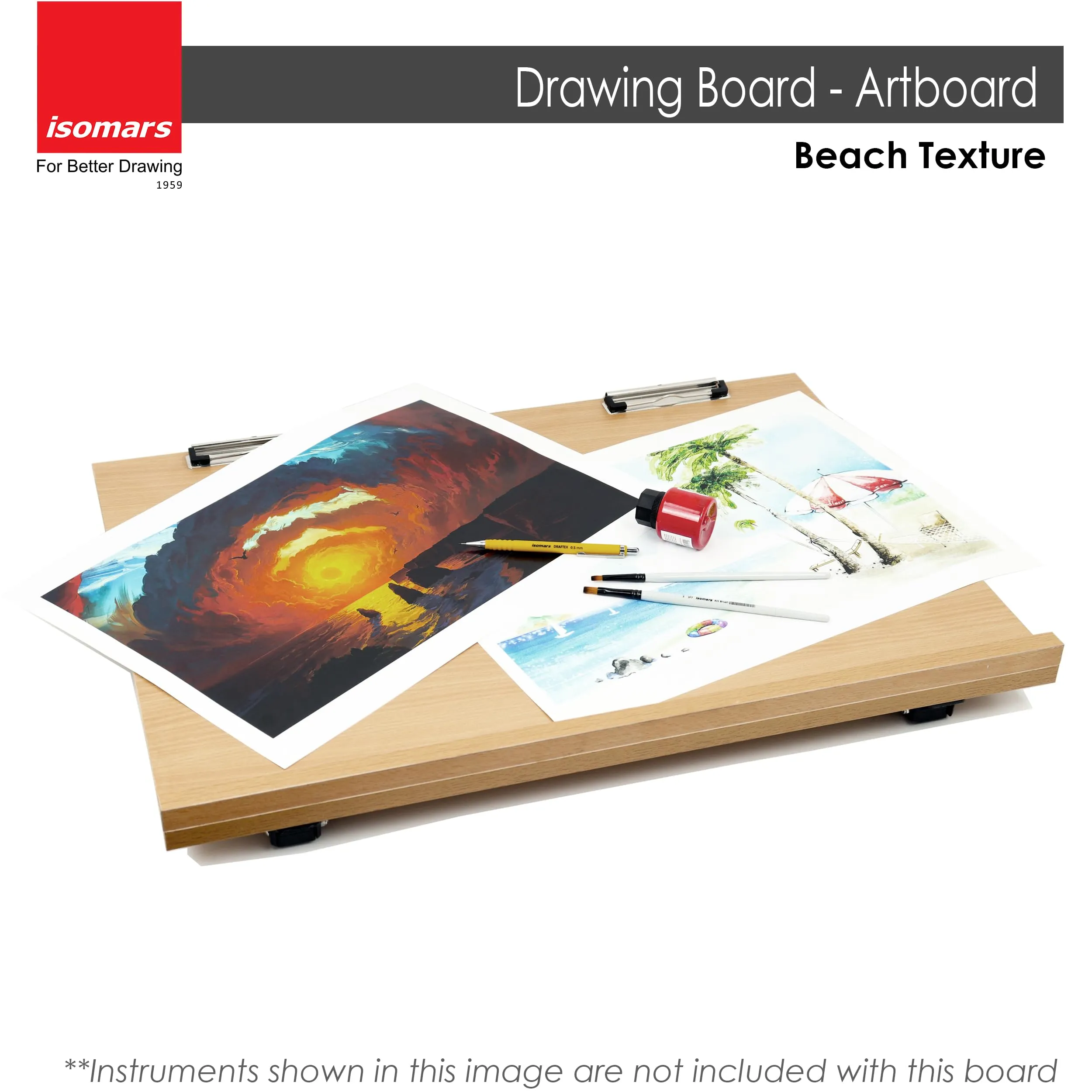 Isomars Drawing Board | Table Model Foldable Board with Clips | Drawing & Drafting Board | A1 (25.5 x 35 inches)