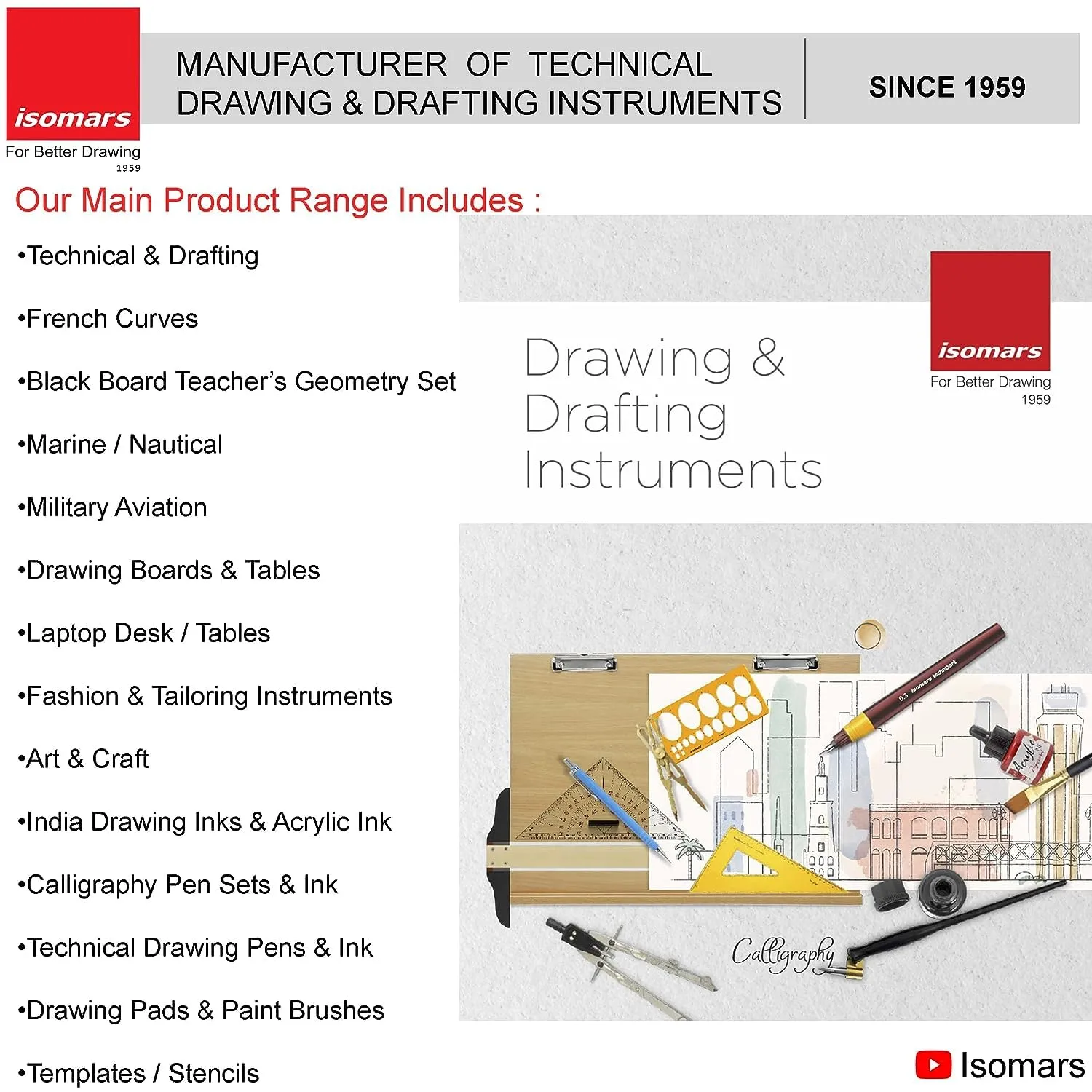 Isomars Drawing Board | Table Model Foldable Board with Clips | Drawing & Drafting Board | A1 (25.5 x 35 inches)