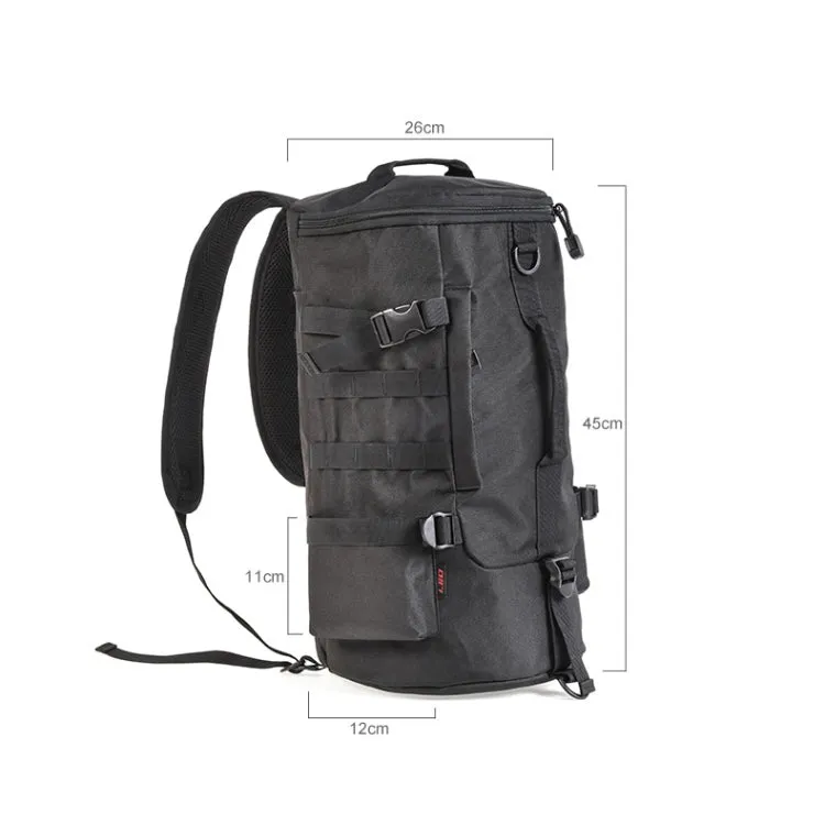 LEO 28085 Cylina Shape Fishing Gear Backpack Fishing Rod Outdoor Shoulder Bag(28085-B Black)