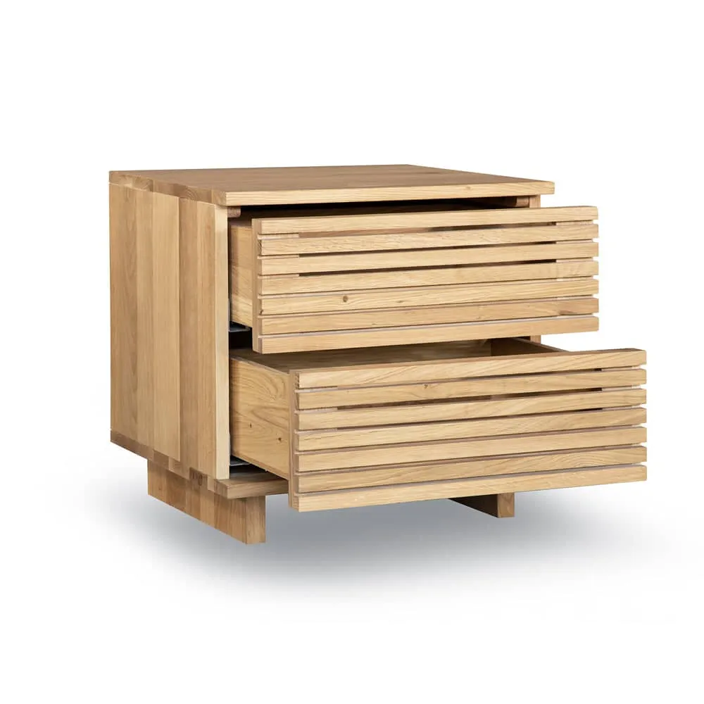 Linear Bedside Table - Oak