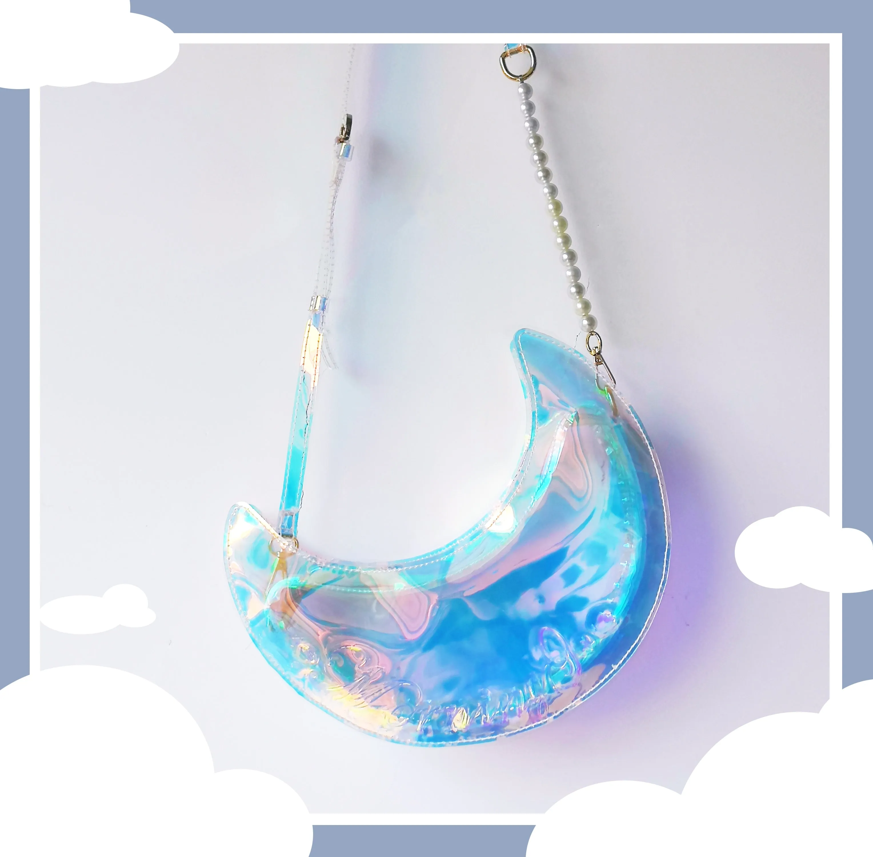 Morning Glory Star Cloud Moon Holographic Laser Messenger Bag