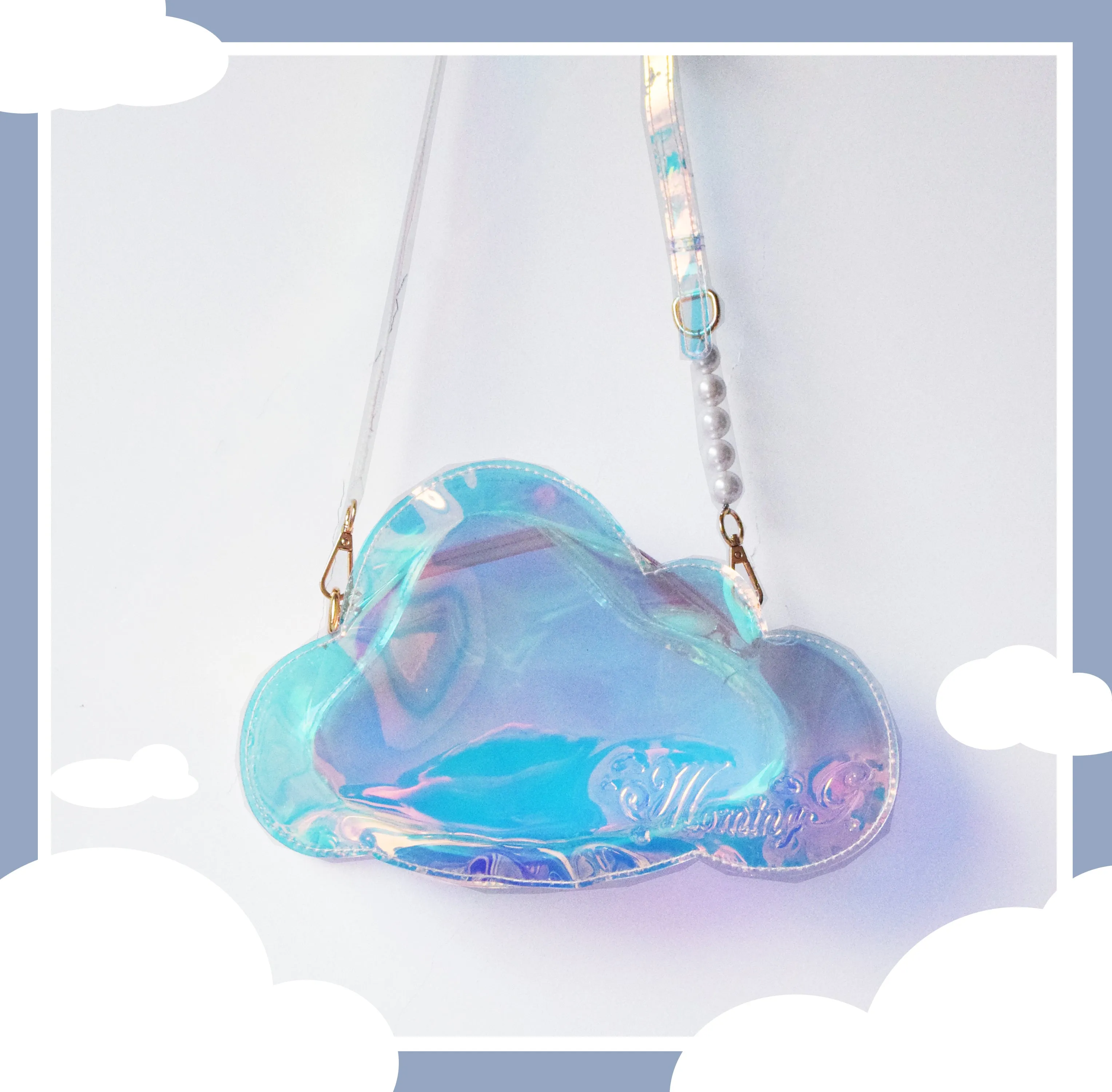 Morning Glory Star Cloud Moon Holographic Laser Messenger Bag