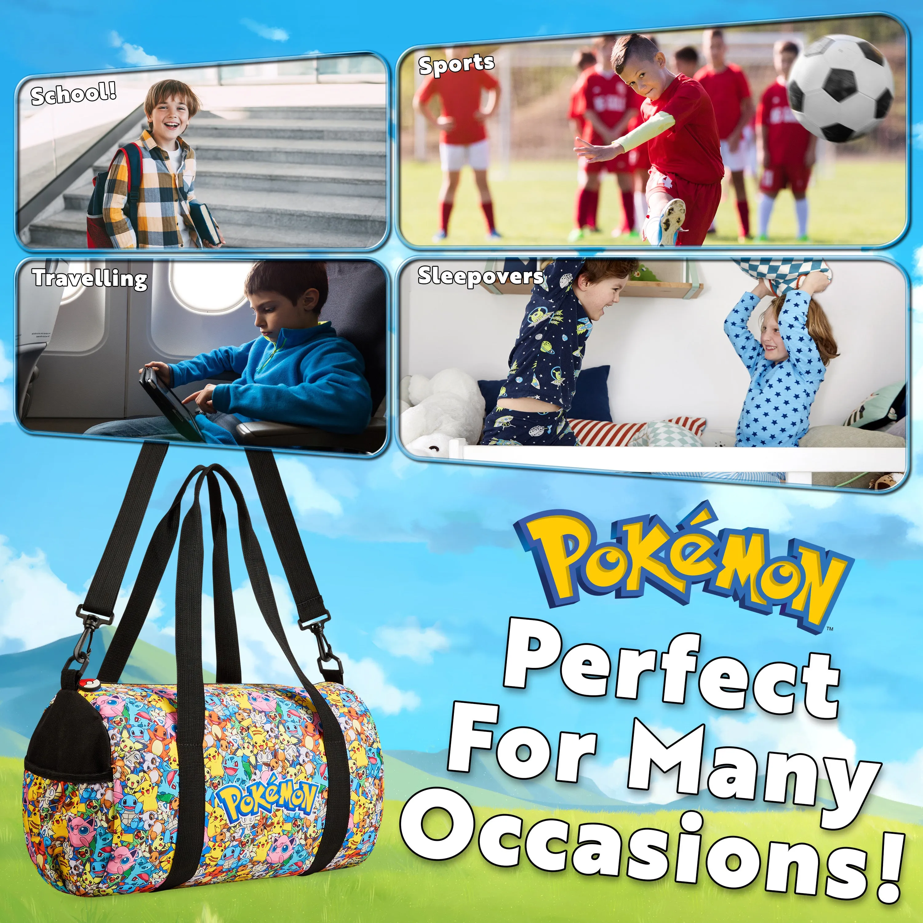 Pokemon Duffle Bag for Kids, Gym Bag or Travel Duffle Bag for Kids