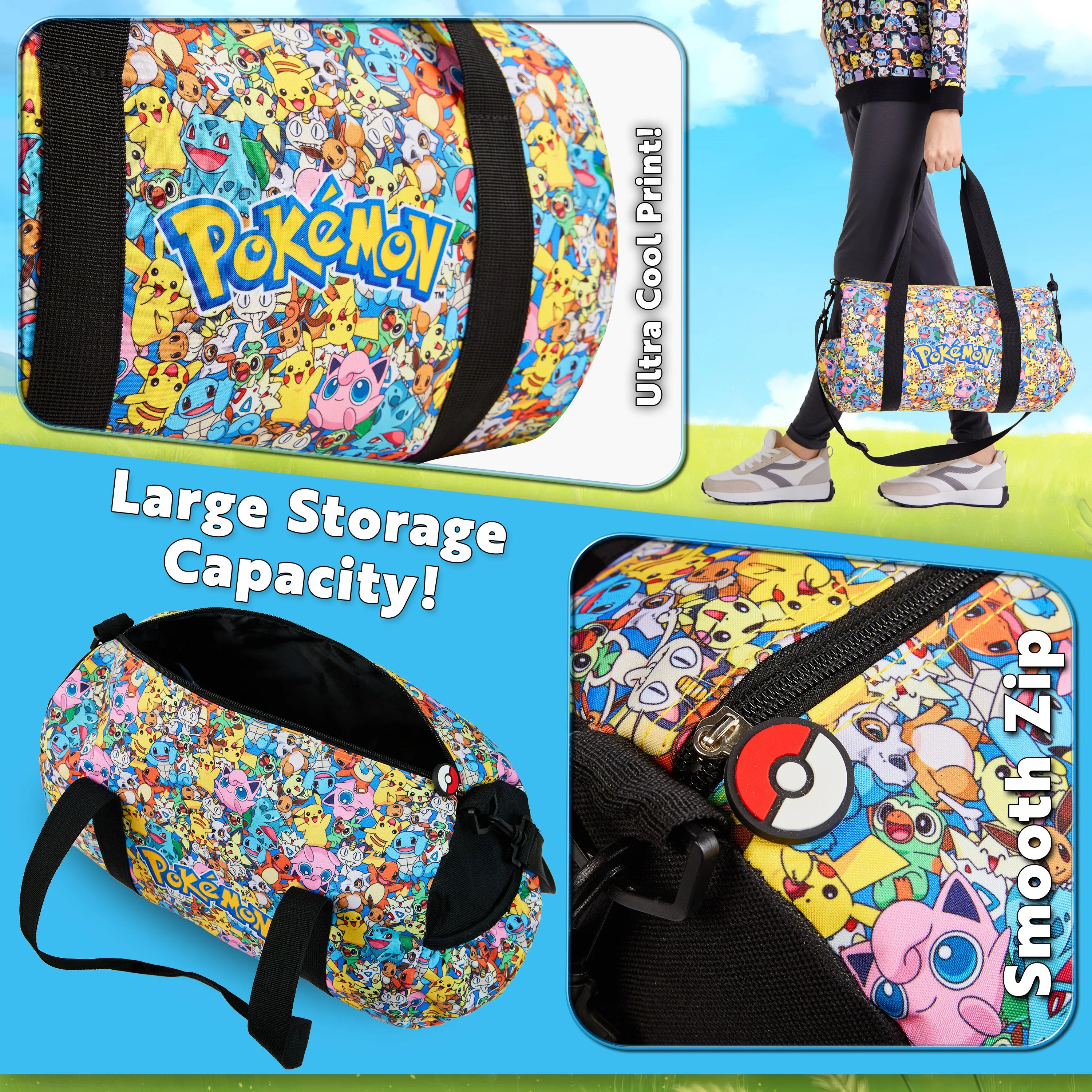 Pokemon Duffle Bag for Kids, Gym Bag or Travel Duffle Bag for Kids