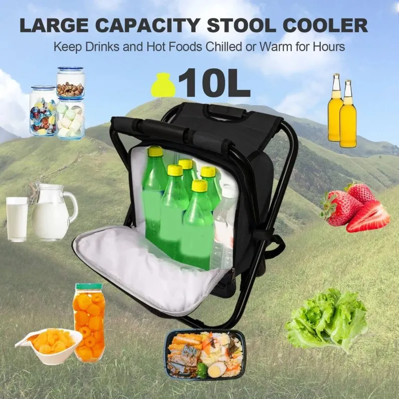 Portable Cooler Bag Chair - 3 in 1 Camping Stool for Travel, Beach, Hiking, Picnic