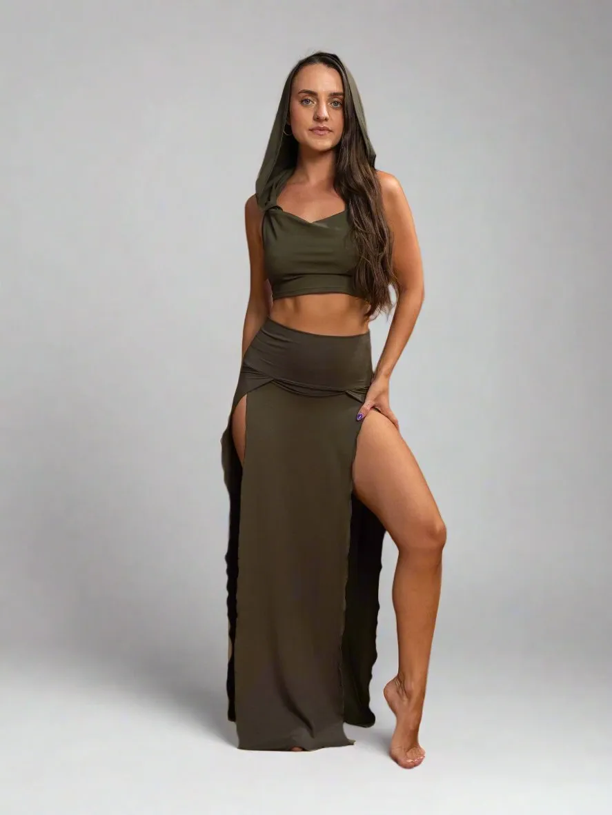 Priestess Hood Top - Forest Jade