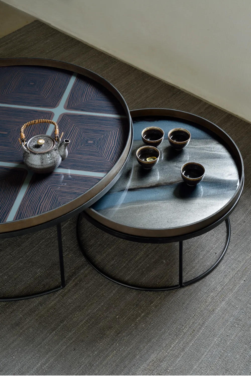 Round Tray Coffee Table set (2) | Ethnicraft