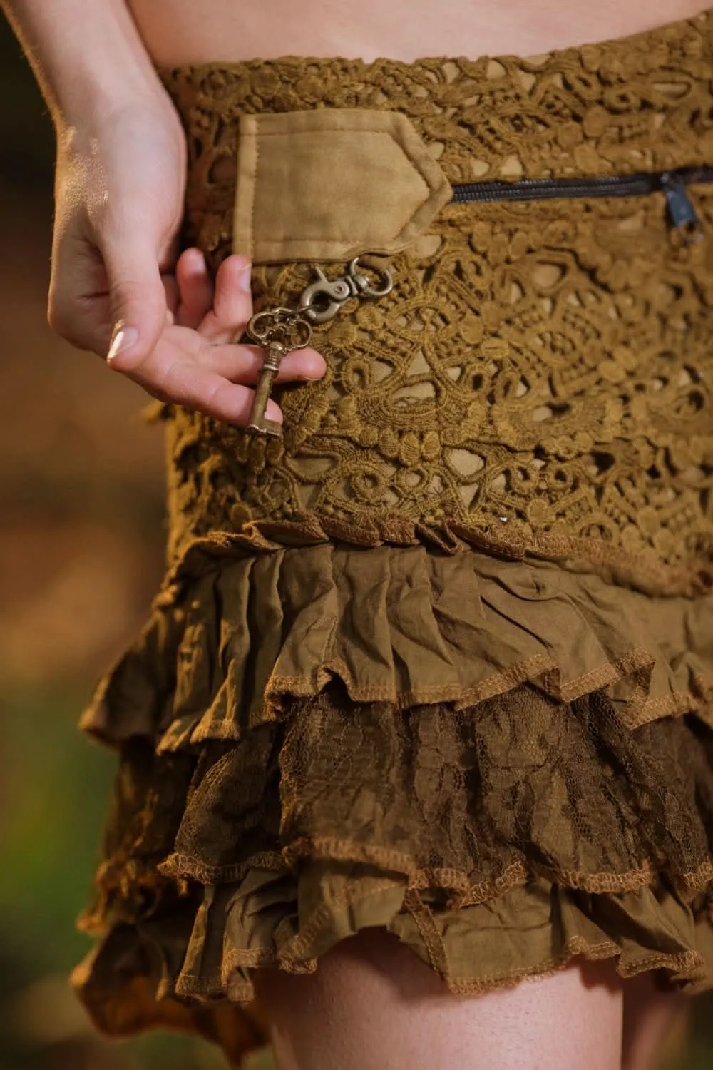 Ruffle Mini Skirt - Khaki