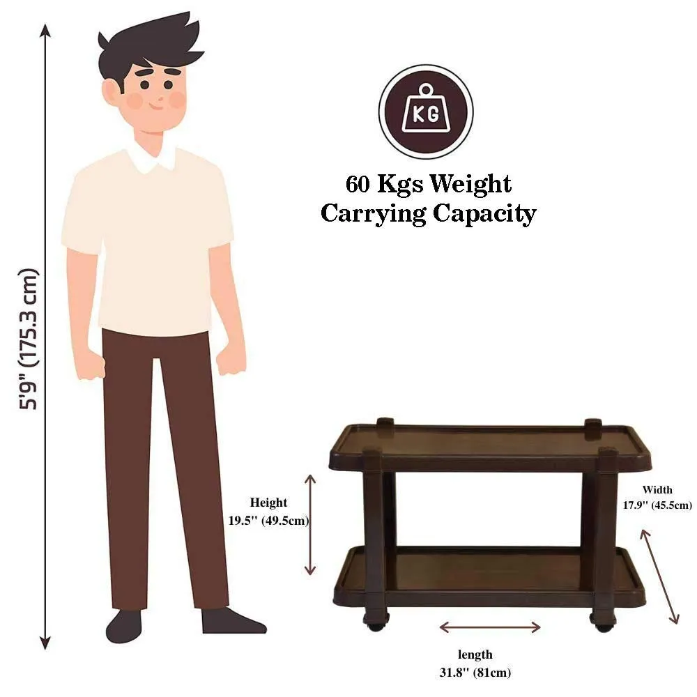 RW REST WELL Cafe Center Trolley Table (Brown)