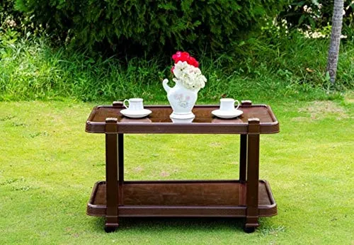 RW REST WELL Cafe Center Trolley Table (Brown)