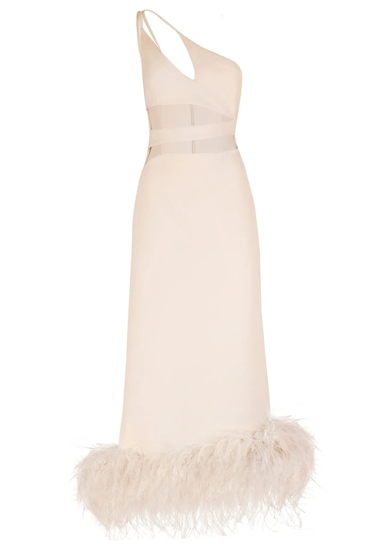 Serena Cut-Out Feathered Crepe Gown