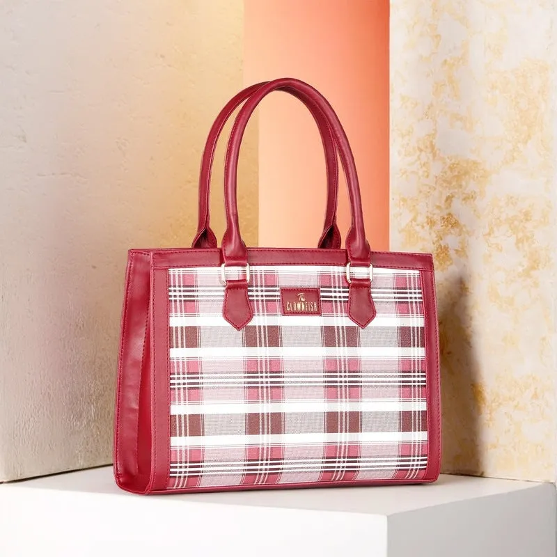The Clownfish Alvis Handbag - Premium Faux Leather | Stylish Tote | 10L | Alvis Maroon