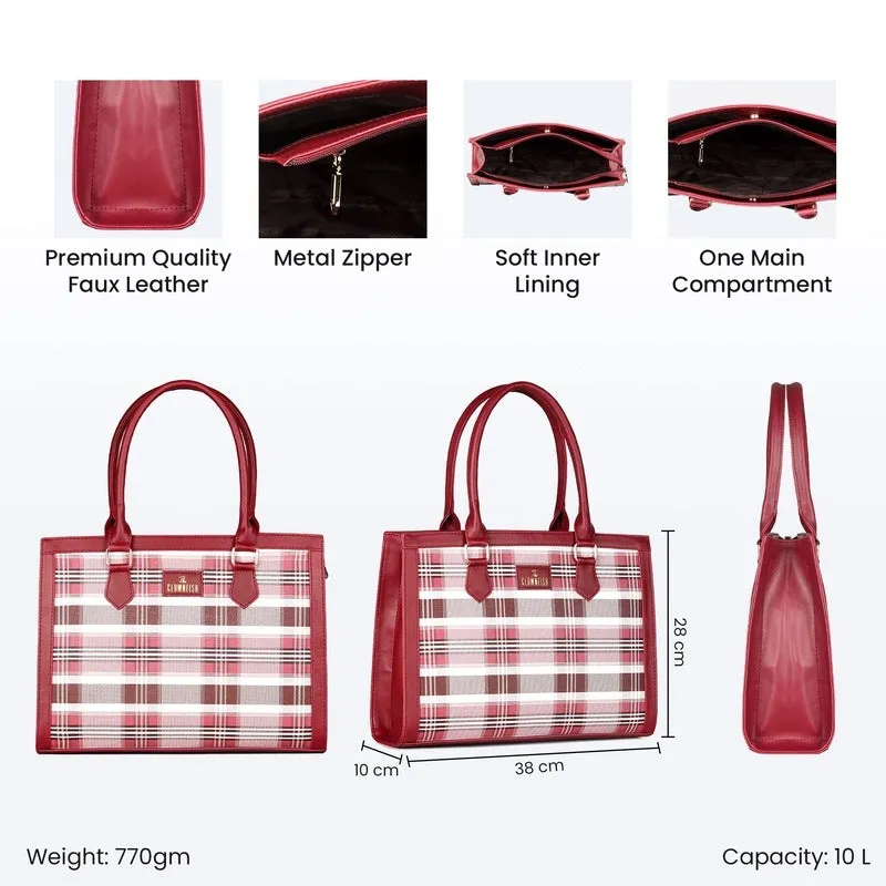 The Clownfish Alvis Handbag - Premium Faux Leather | Stylish Tote | 10L | Alvis Maroon