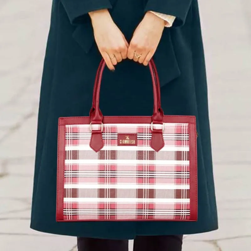 The Clownfish Alvis Handbag - Premium Faux Leather | Stylish Tote | 10L | Alvis Maroon