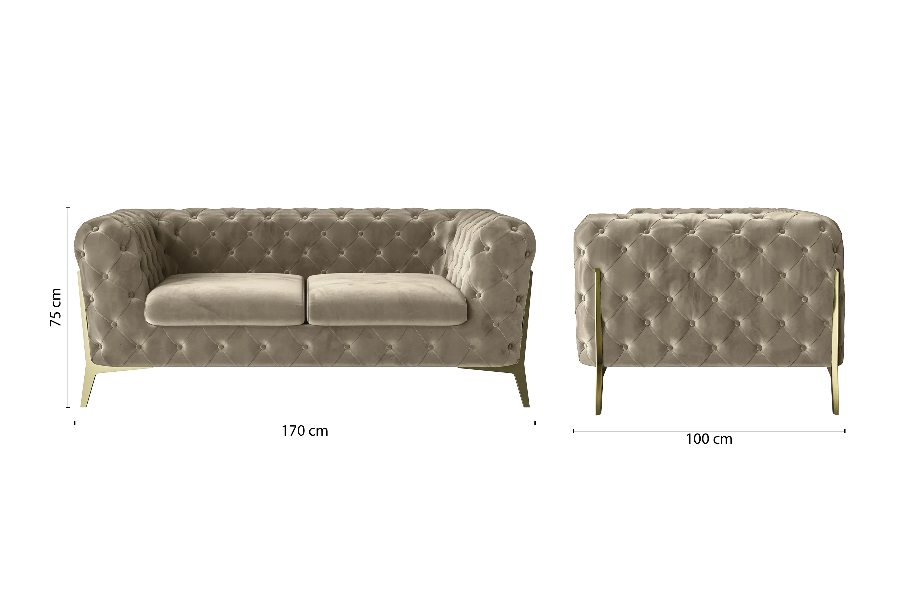 Vito 2 Seater Sofa Sand Velvet
