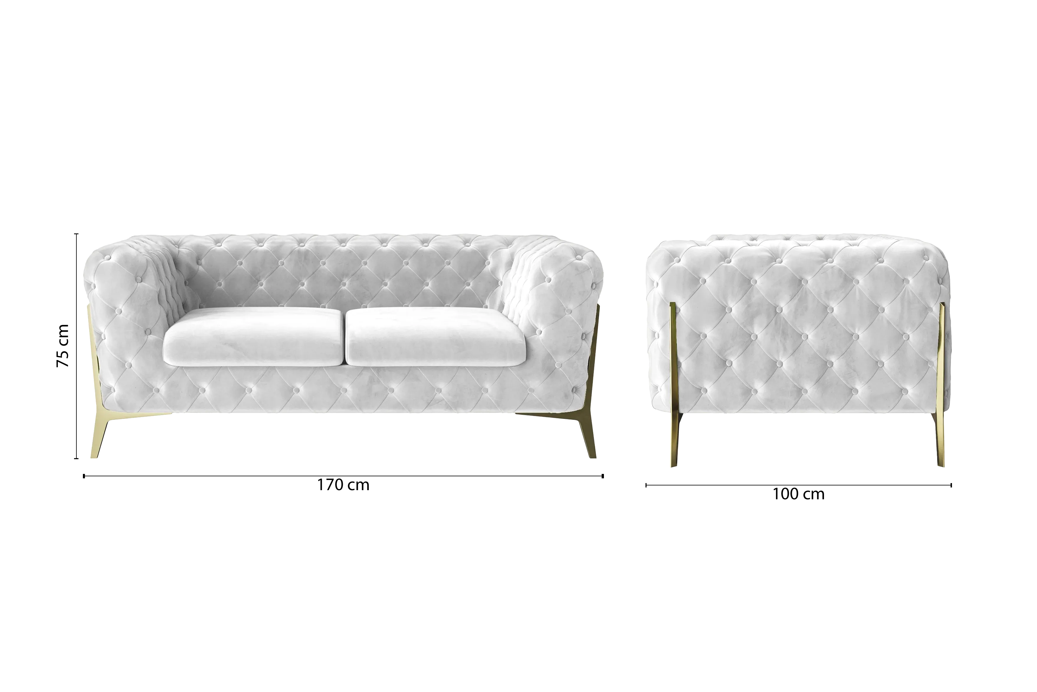 Vito 2 Seater Sofa White Velvet