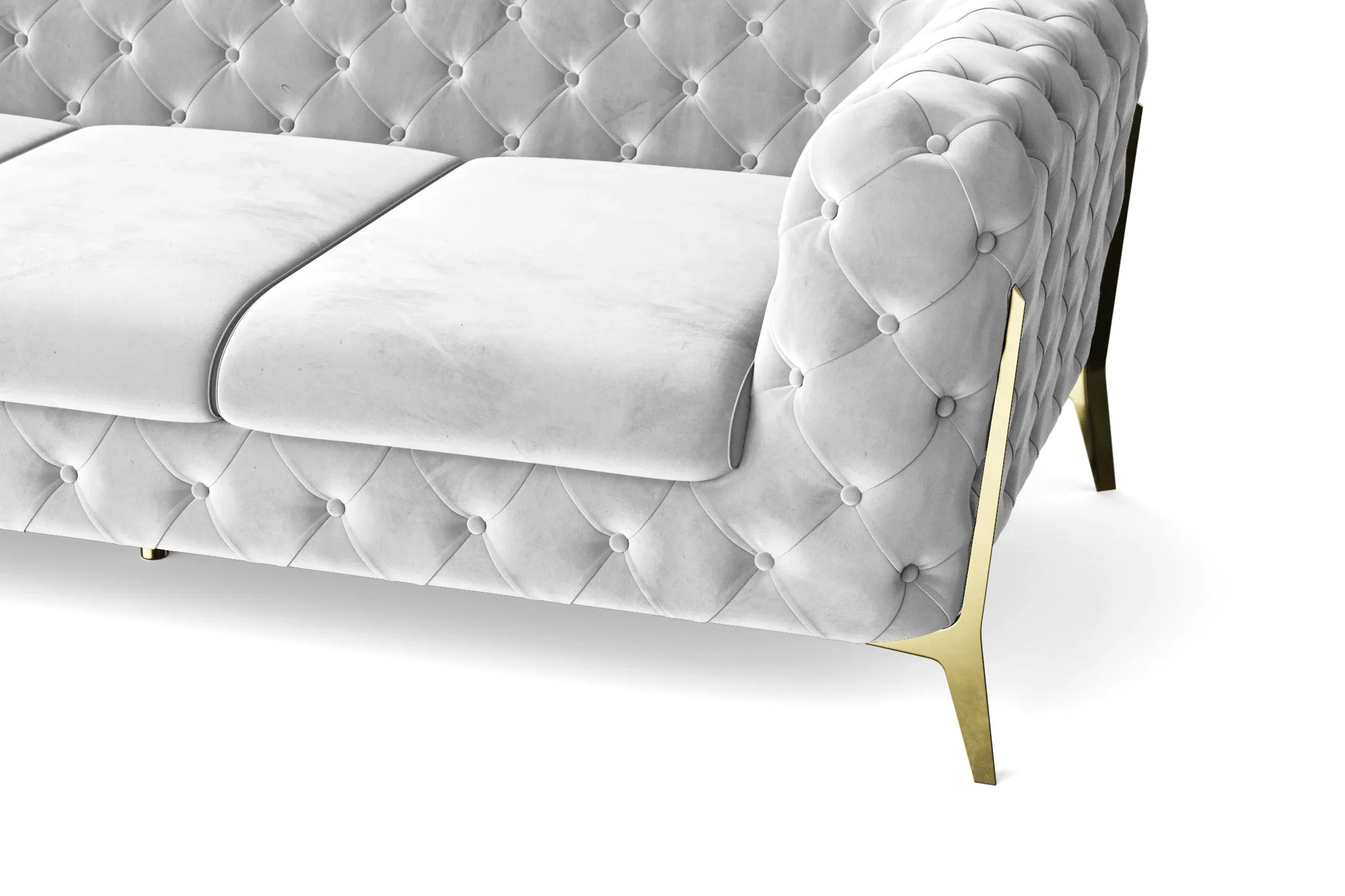 Vito 2 Seater Sofa White Velvet