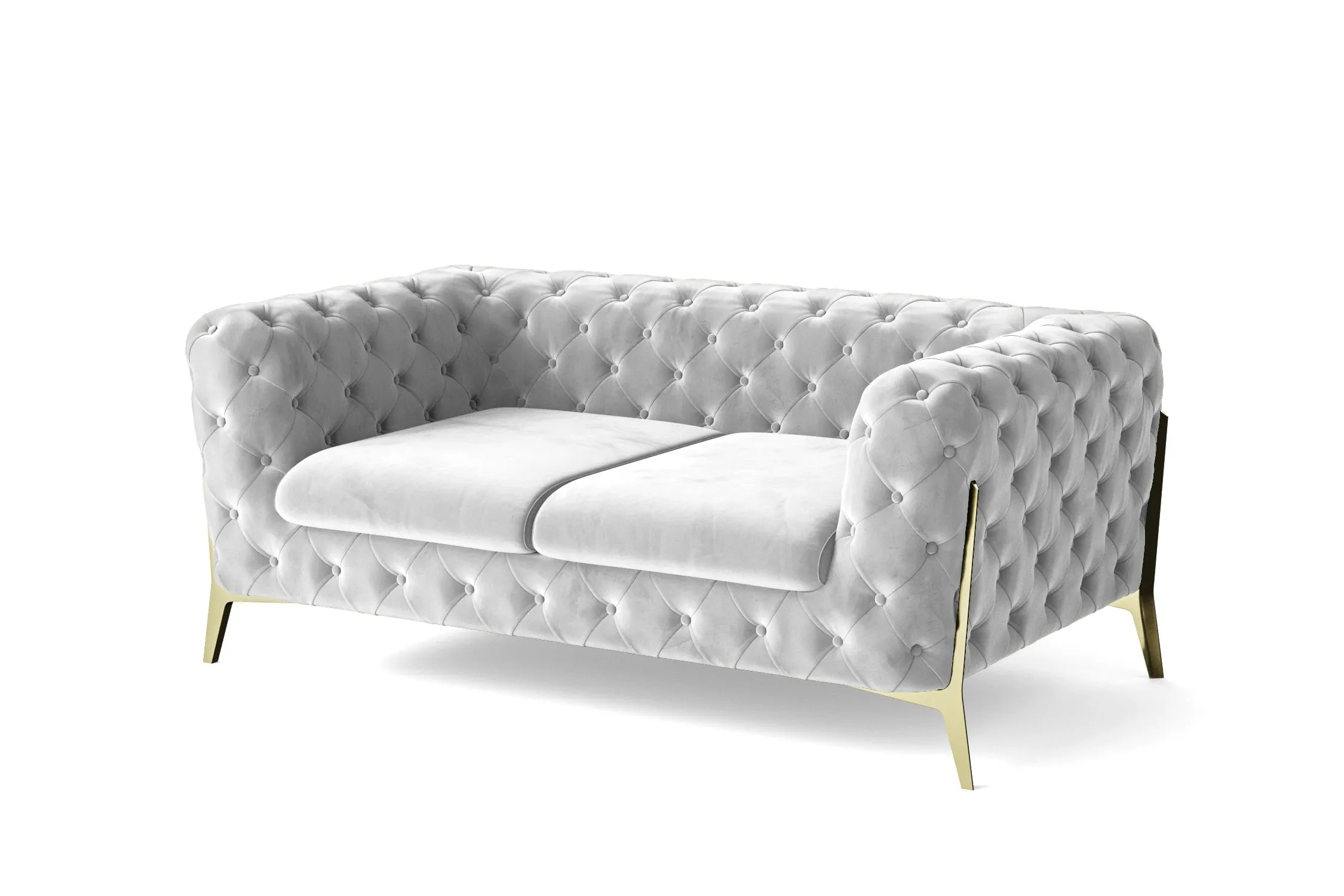 Vito 2 Seater Sofa White Velvet